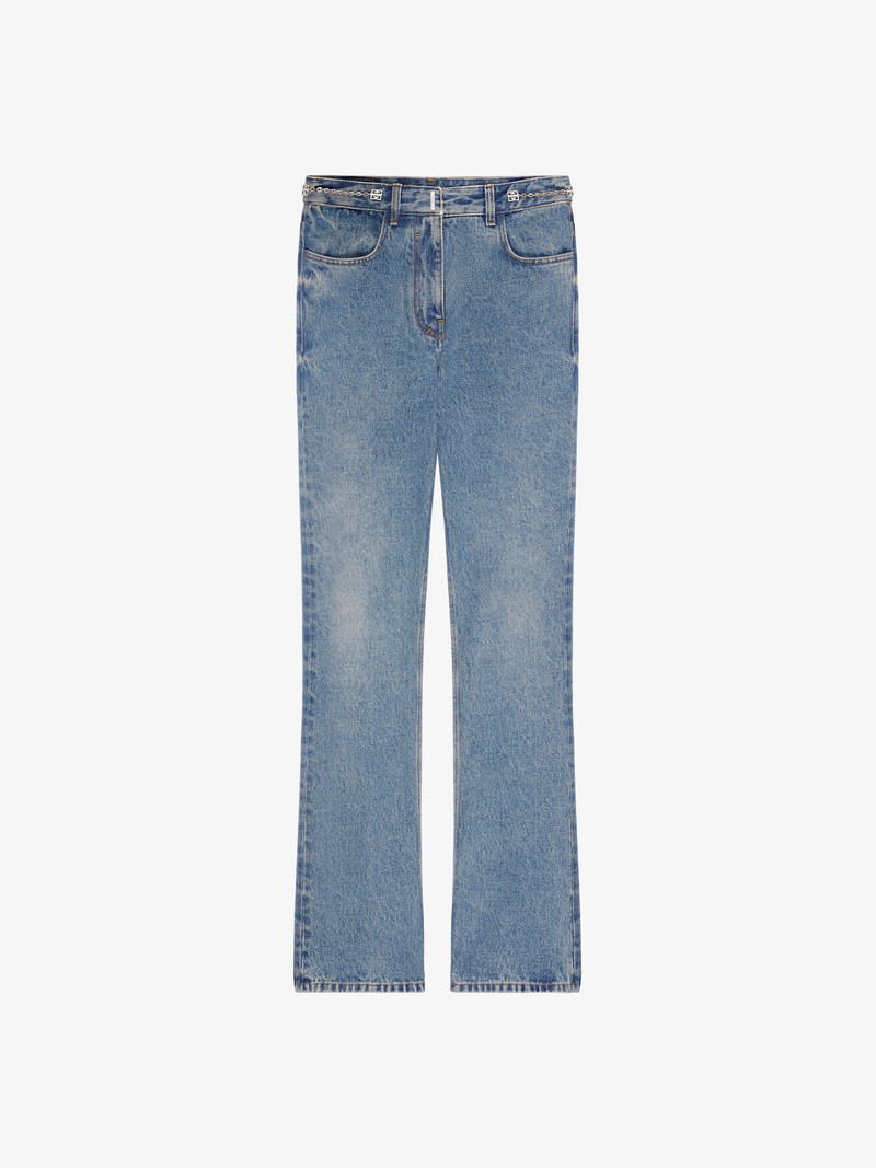 BOOT CUT PANTS IN DENIM WITH CHAIN DETAILS - 1