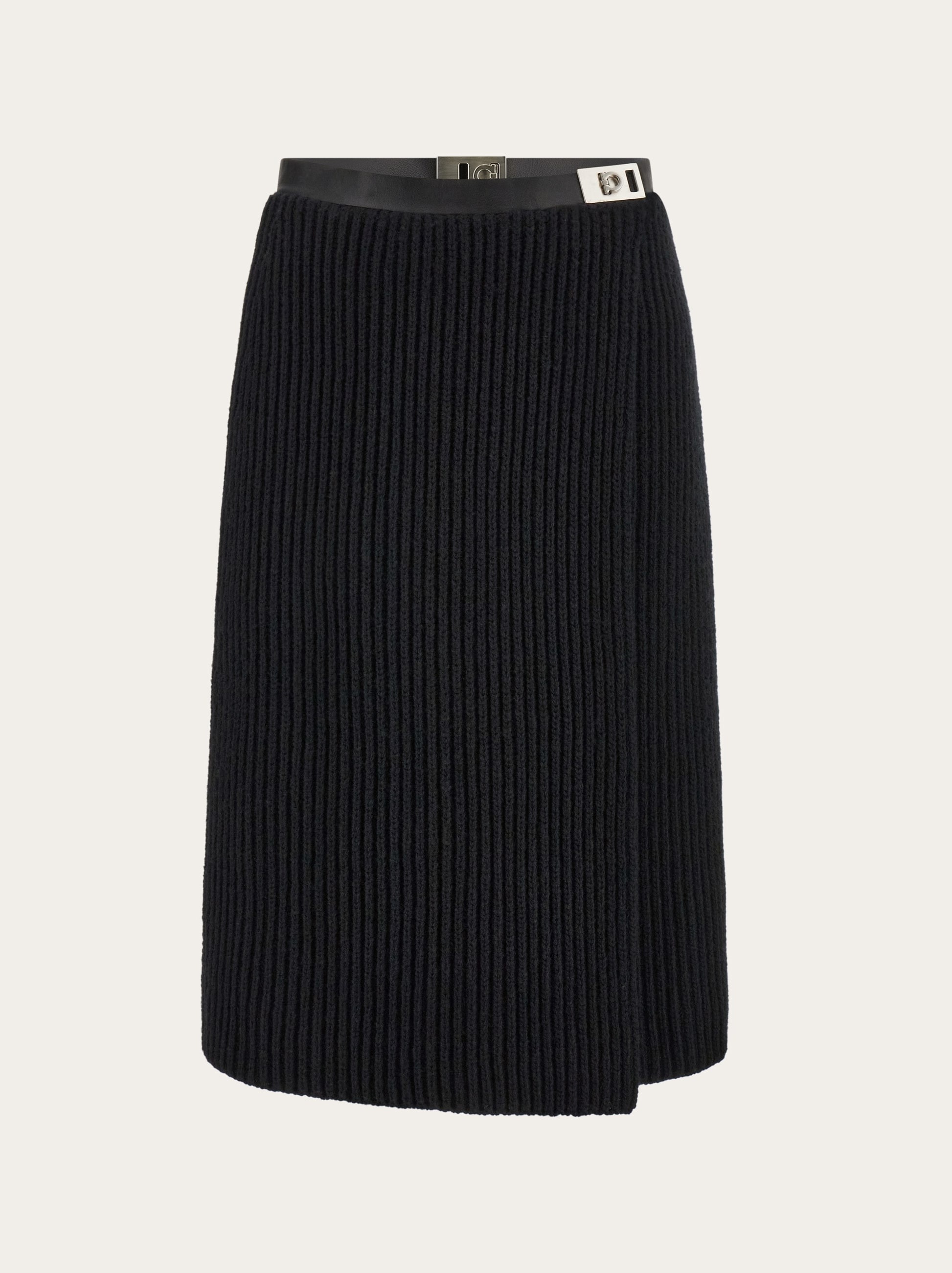 Knitted skirt with leather trim - 1