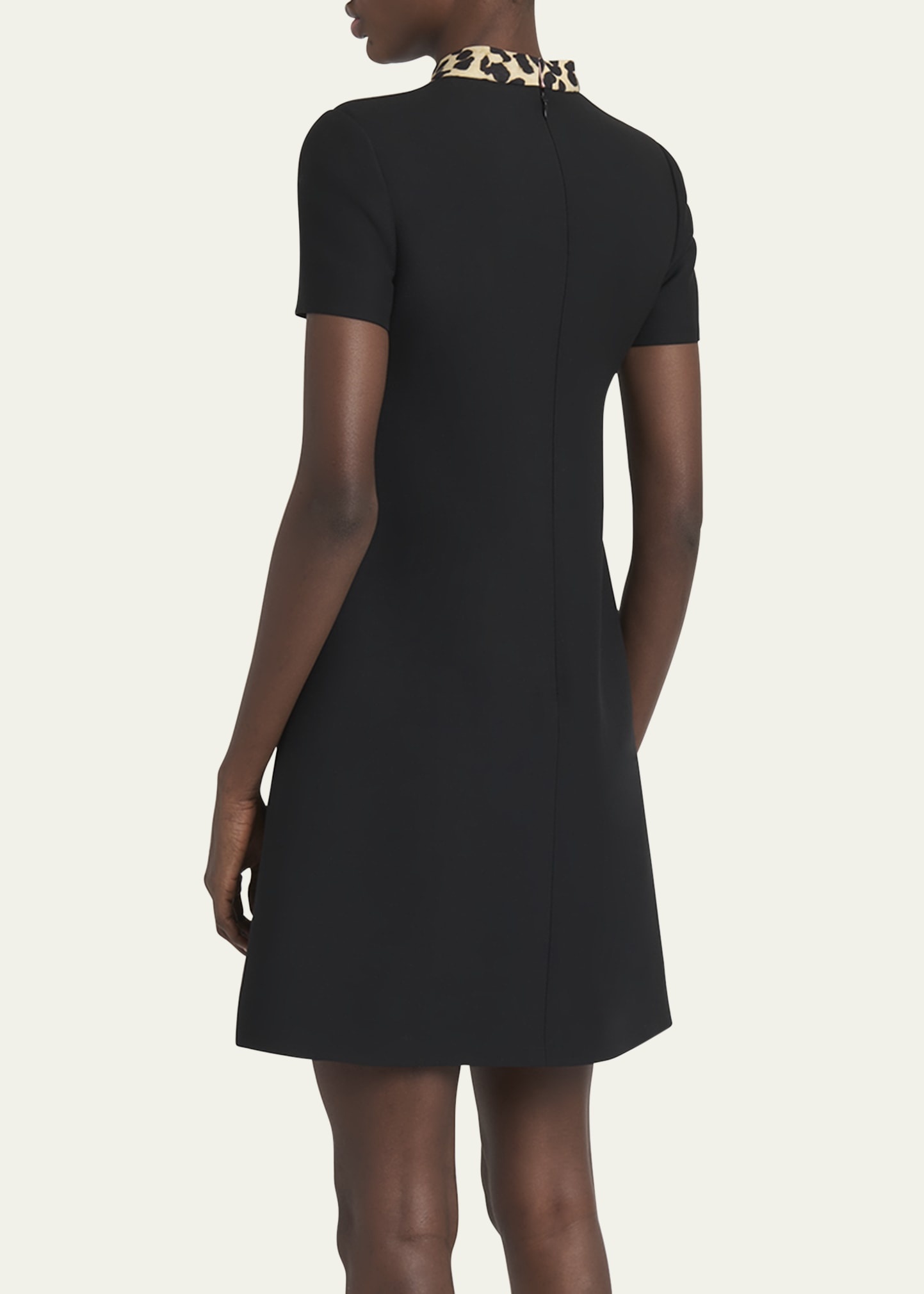 Leopard Bow Crepe Couture Mini Dress - 3