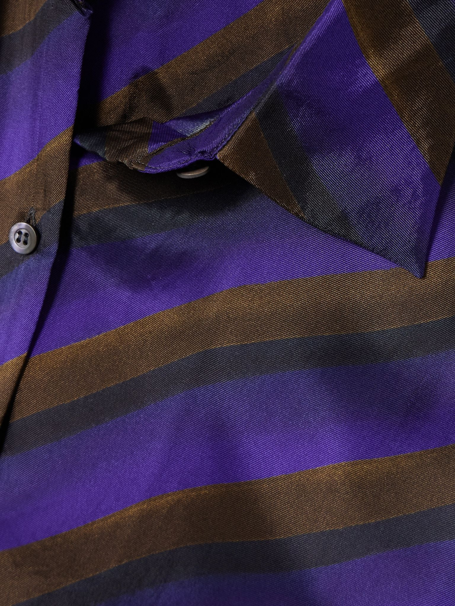 Oversized striped satin-twill mini shirt dress Purple - 4