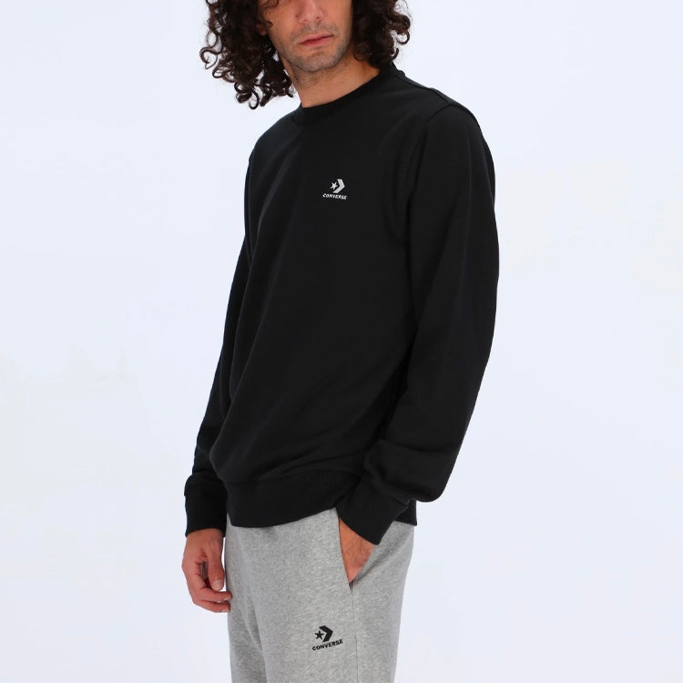 Men's Converse Casual Sports Logo Round Neck Pullover Dark Black 10020345-A01 - 4