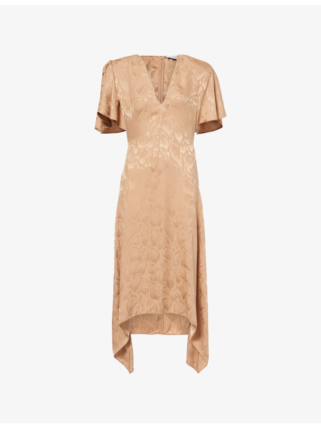 Leopard-Pattern V-Neck Silk-Blend Midi Dress - 1