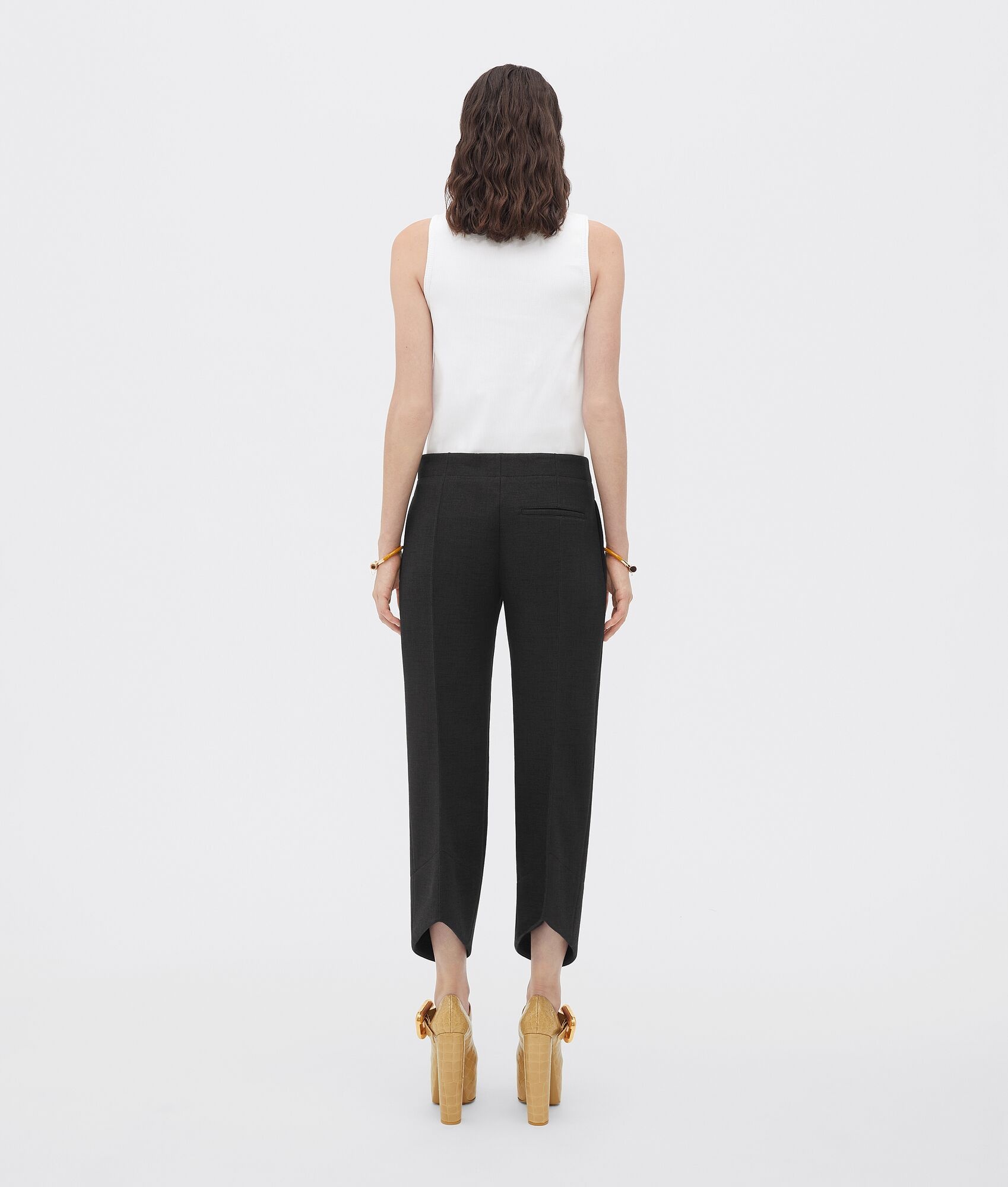 curved shape double wool trousers - 3