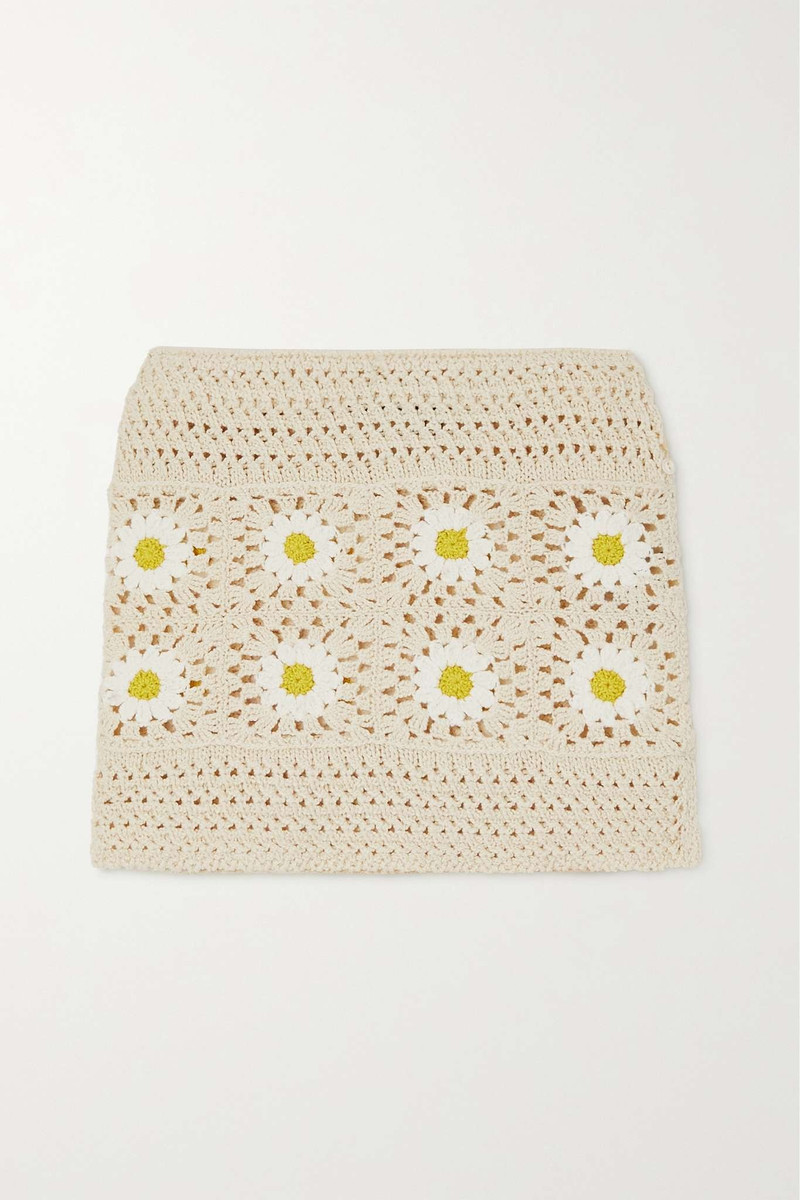 Daisy crocheted cotton mini skirt - 1