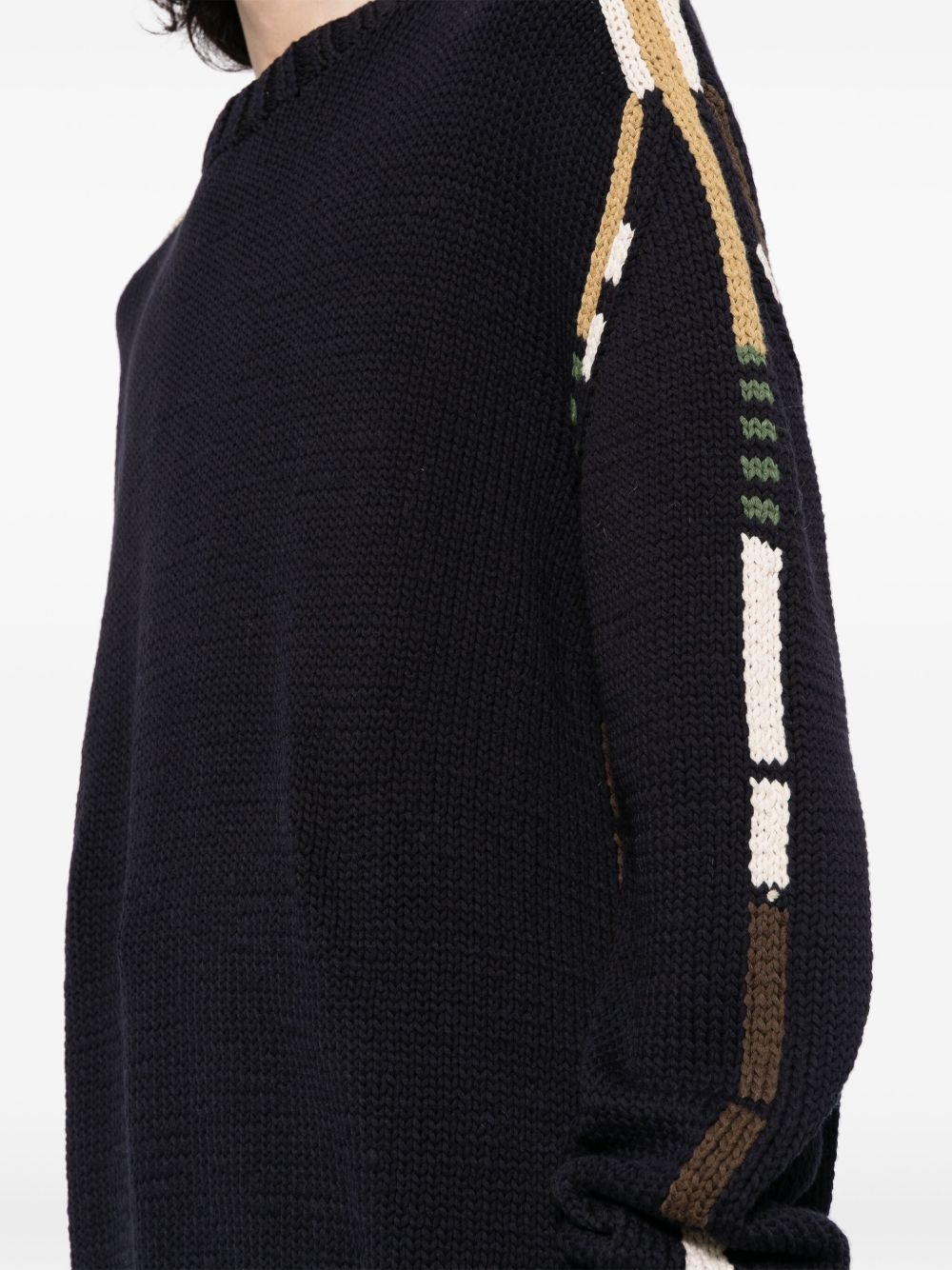 pattern-detail cotton-wool jumper - 5