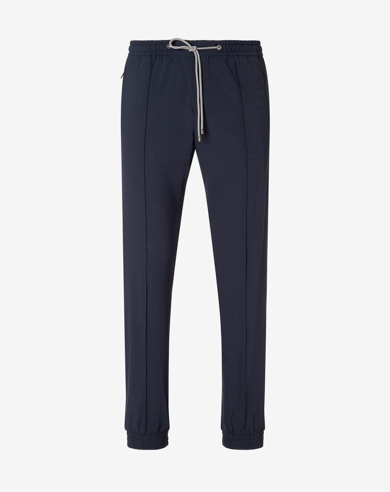 Dark blue technical wool fabric joggers 1