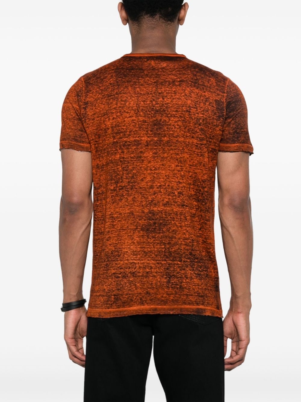 abstract-print linen T-shirt - 4