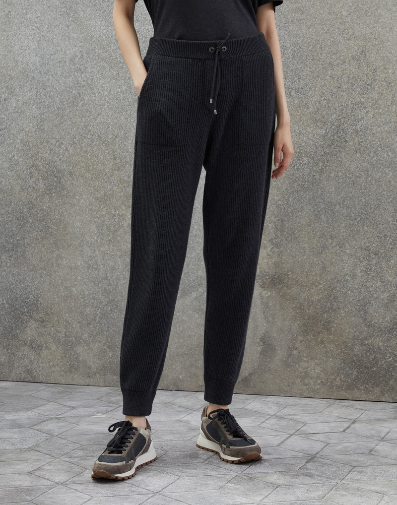 Cashmere English rib knit joggers 1