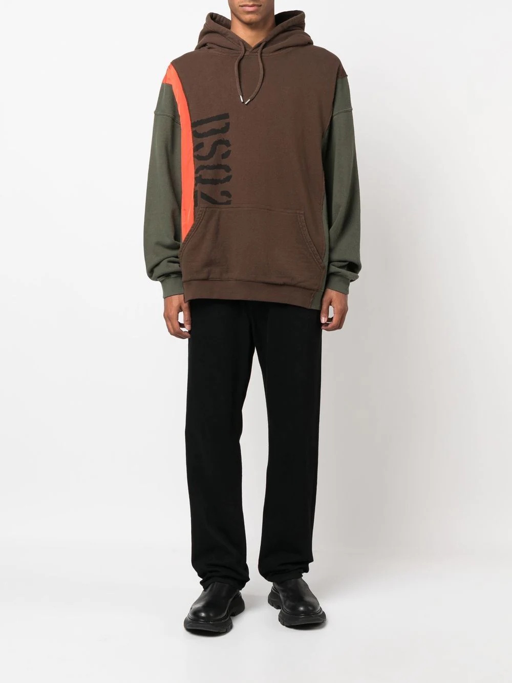 colour-blocked logo-print hoodie - 2