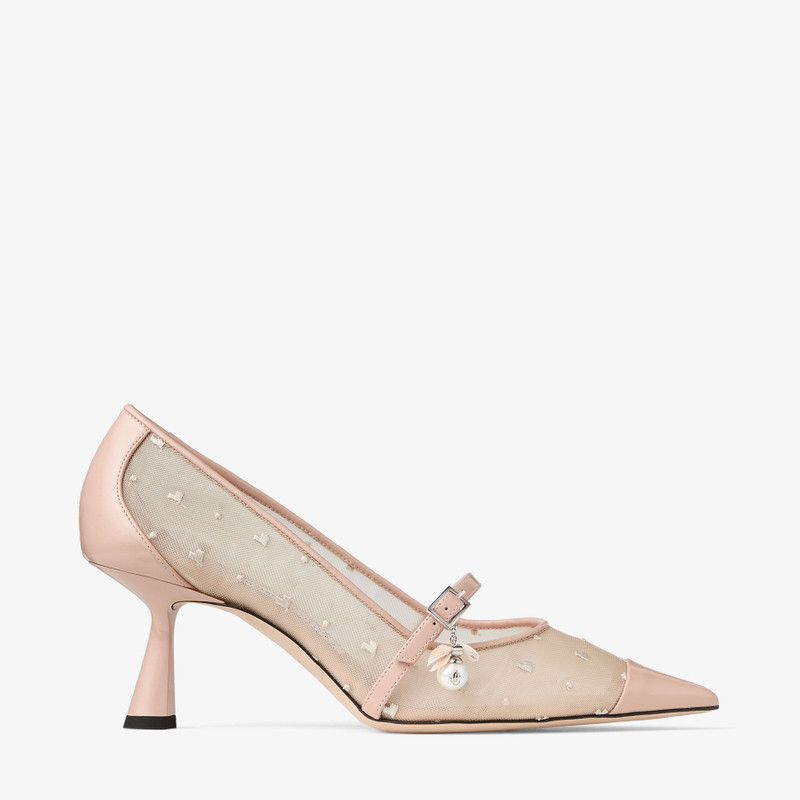 Aren Pump 65 Macaron Leather and Heart Mesh Pumps with Pearl Charm 1