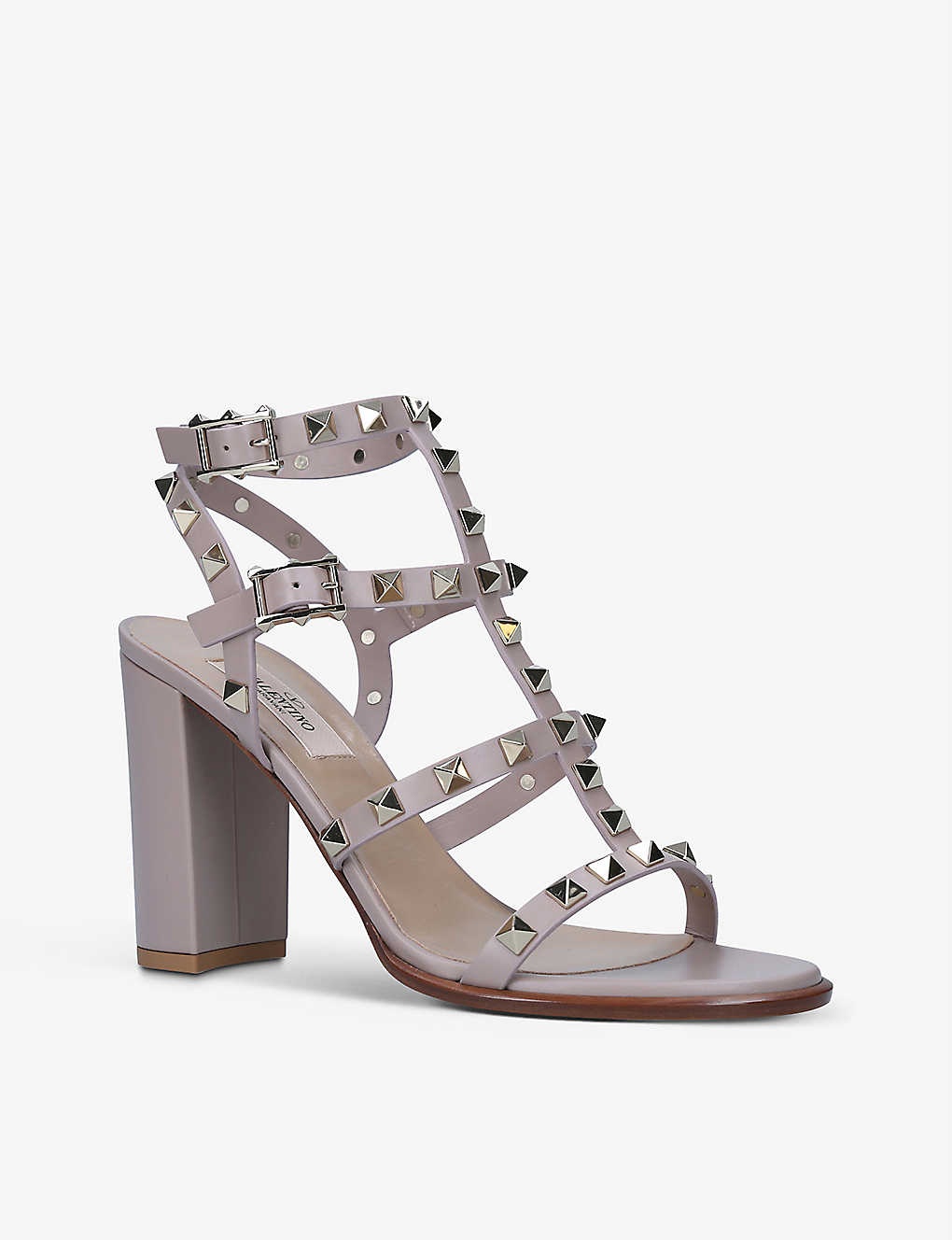 Rockstud open-toe leather heeled sandals - 3