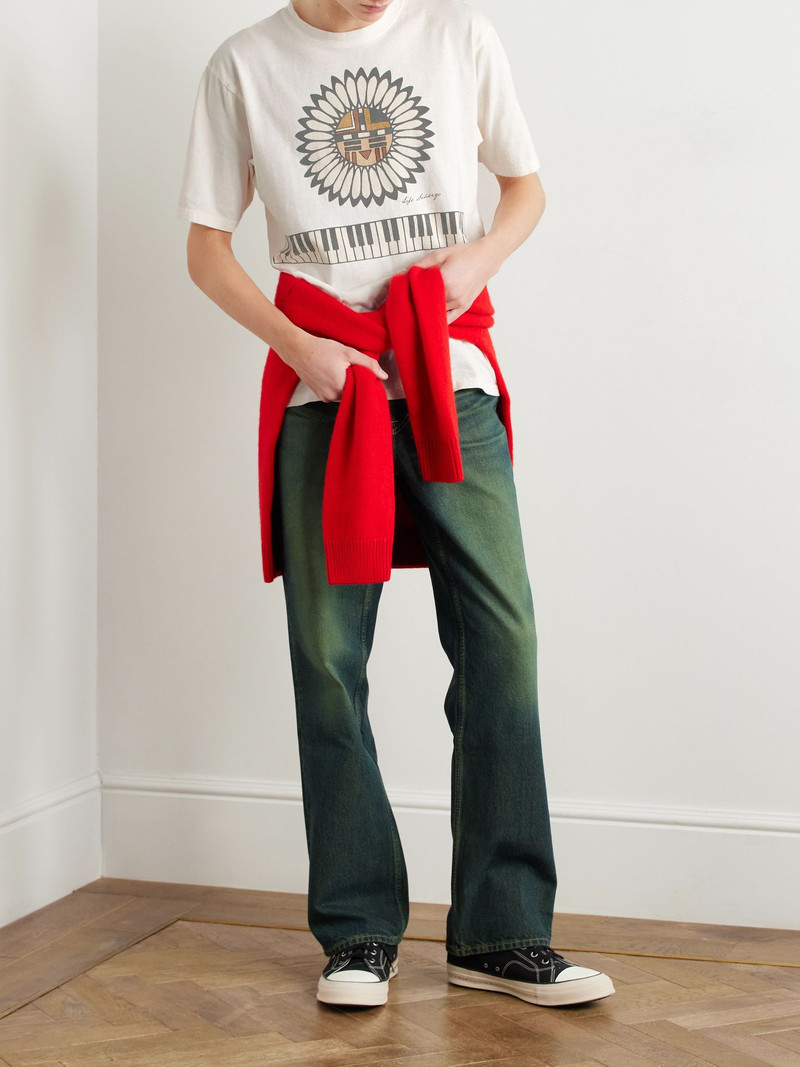 Kapital Printed Cotton-Jersey T-Shirt Ecru outlook