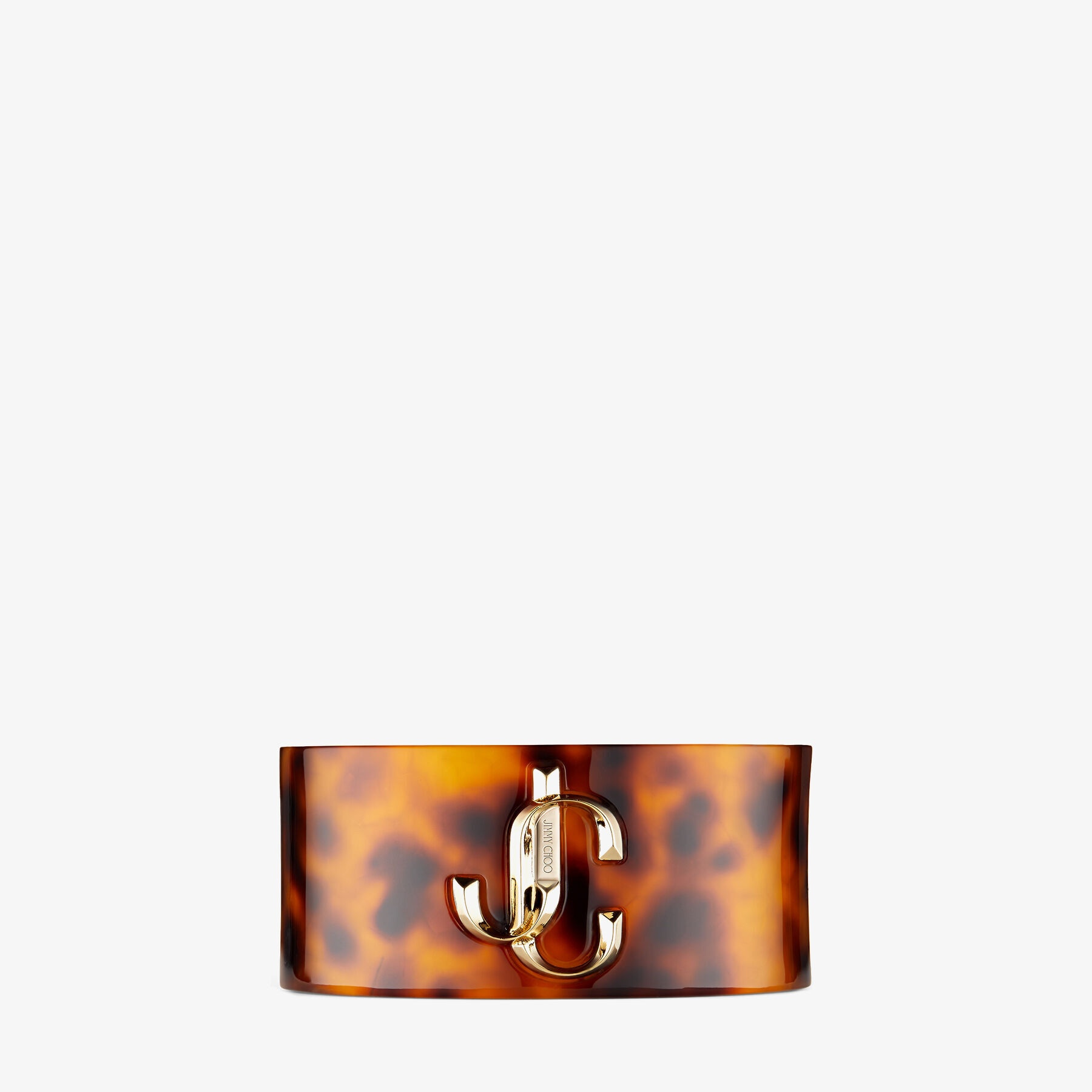 JC Cuff
Tortoiseshell Resin Cuff Bracelet with Gold-Finish Metal JC Emblem - 3