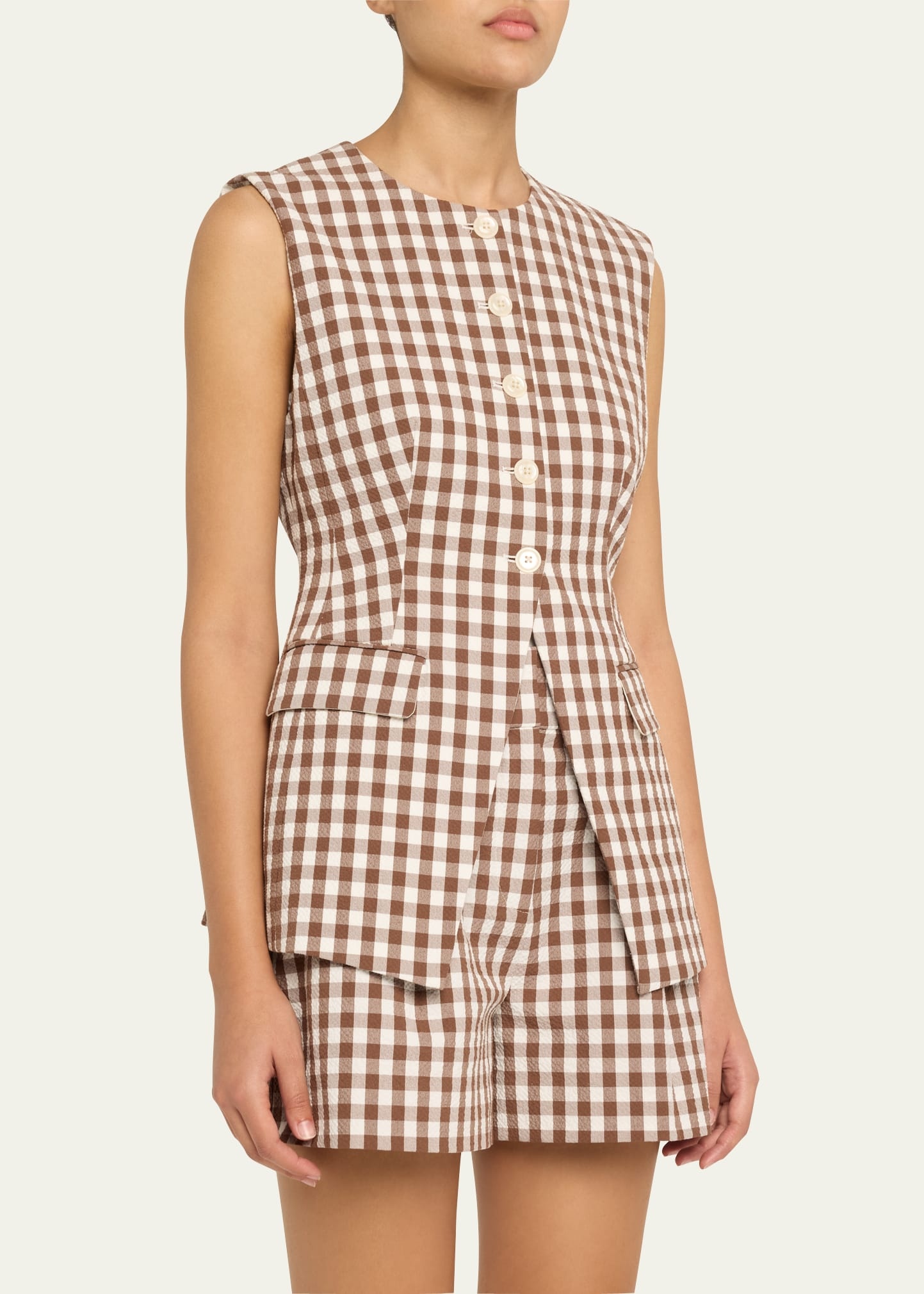 Lois Gingham Tailored Vest - 4