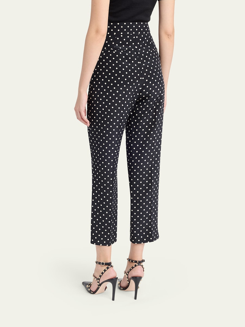 Polka-Dot Silk Straight-Leg Ankle Pants 3