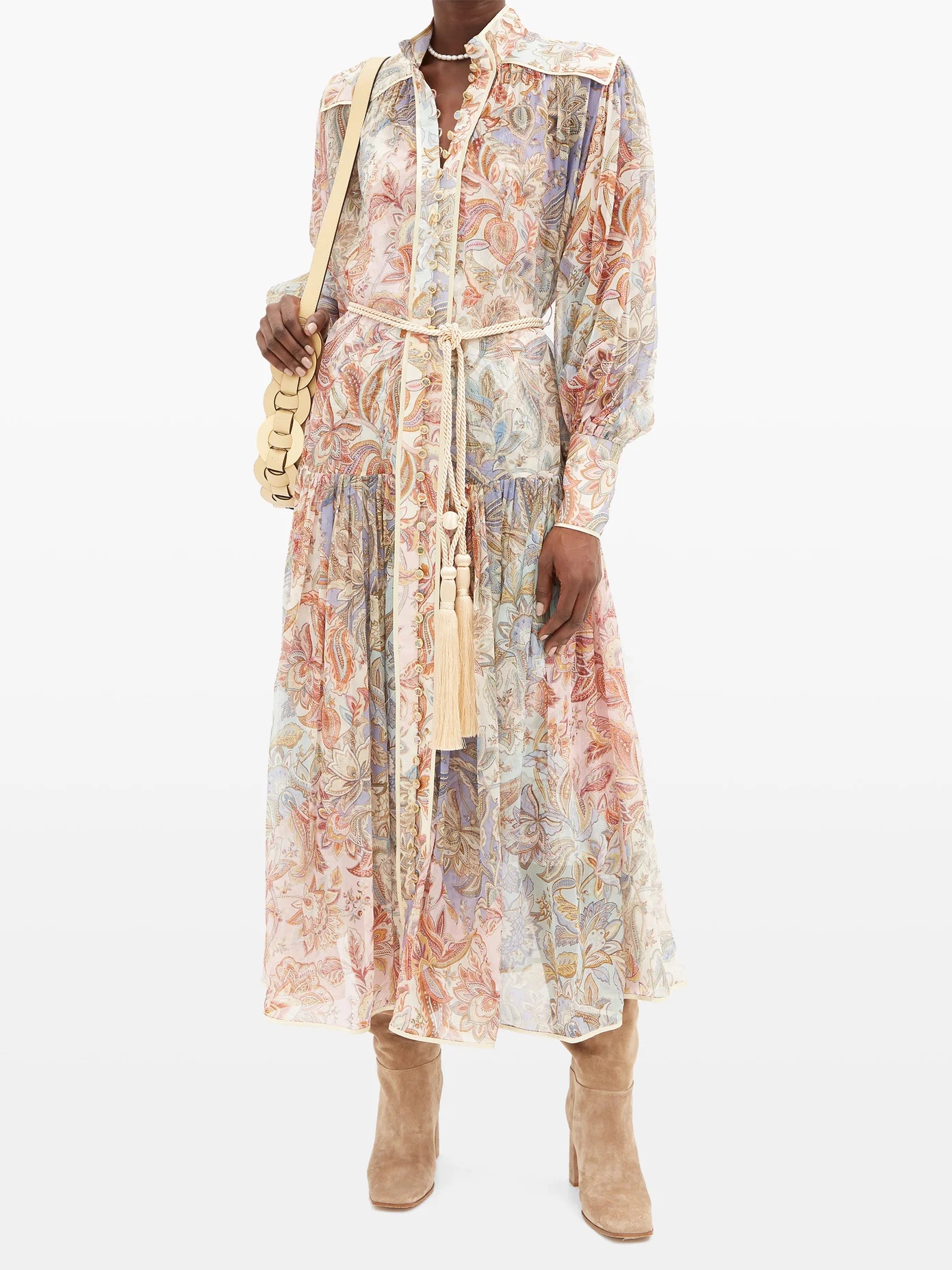 Lucky Jacobean-print silk-georgette dress - 6