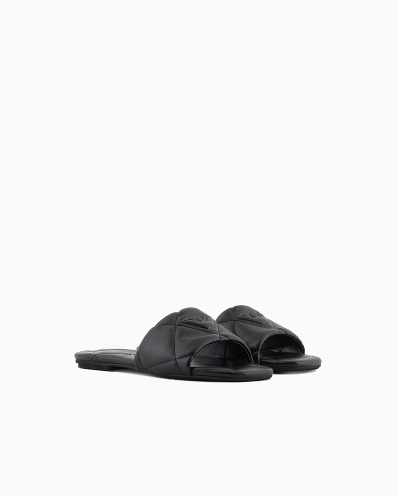 Quilted nappa-leather effect sandals with eagle 2
