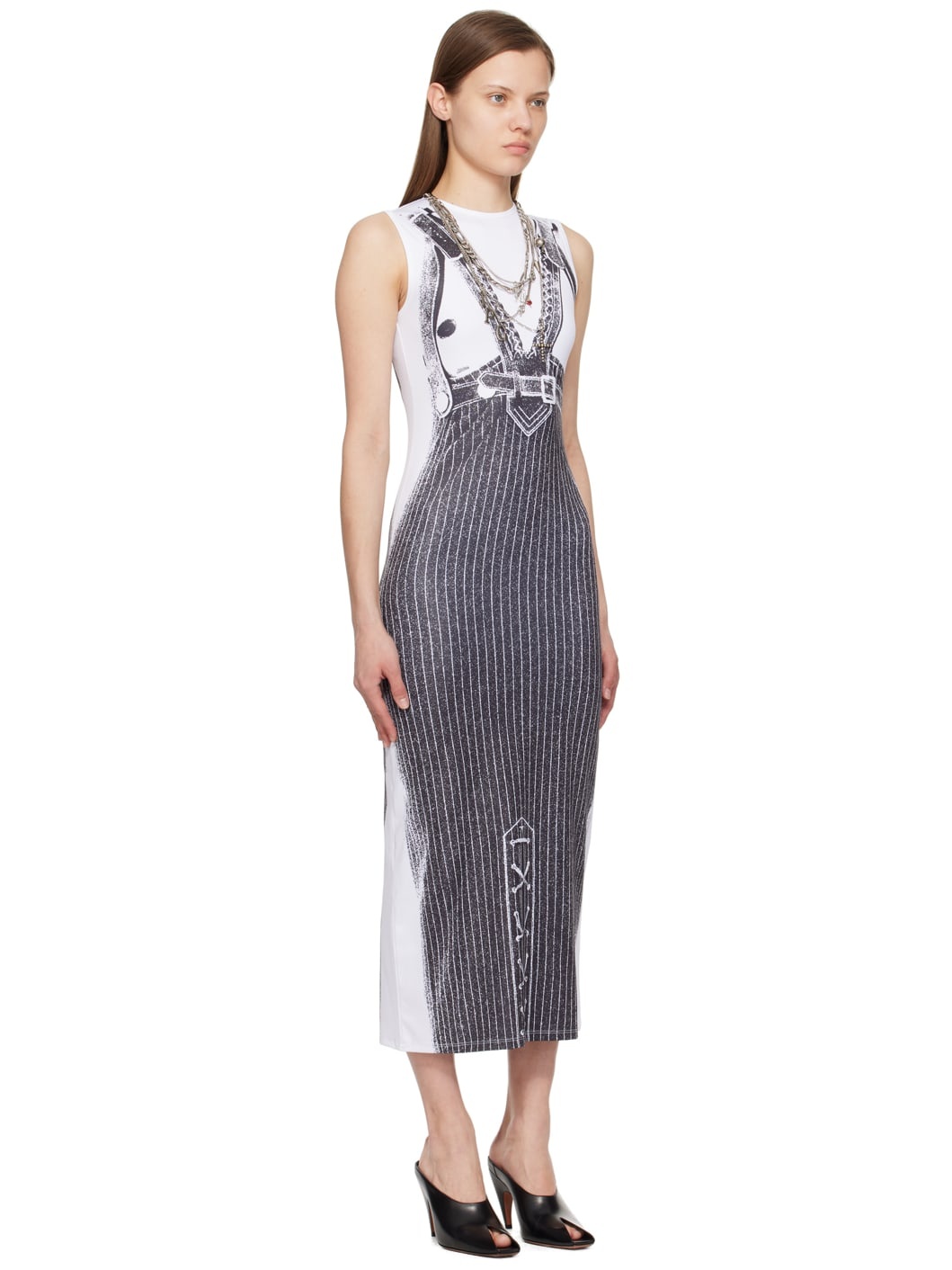 White & Black 'Trompe L'oeil' Maxi Dress - 2