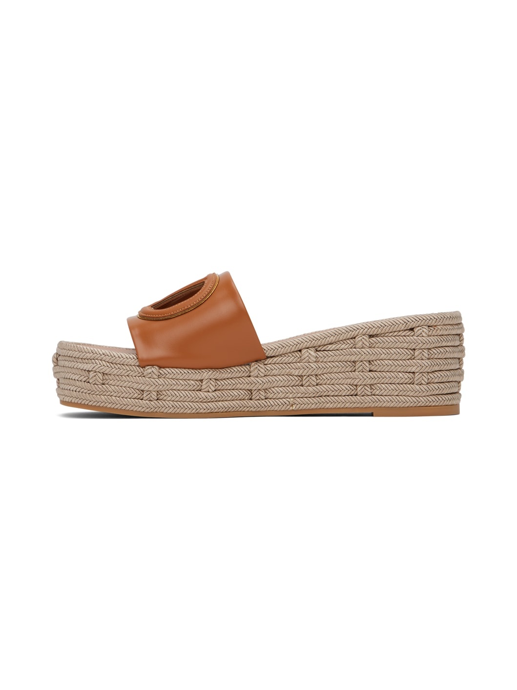 Tan VLogo Cutout Sandals - 3