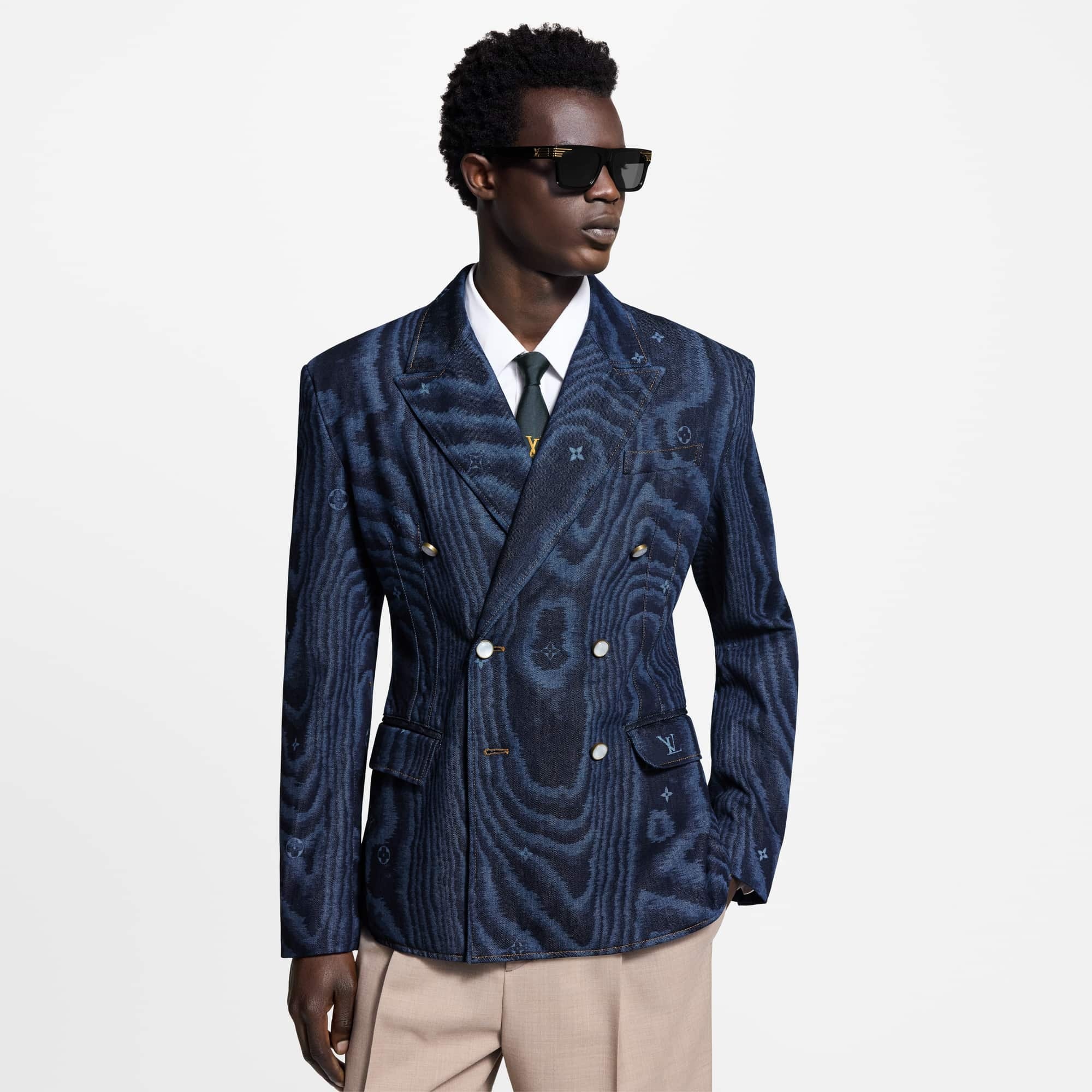 Tailored Double-Breasted Denim Jacket - 2
