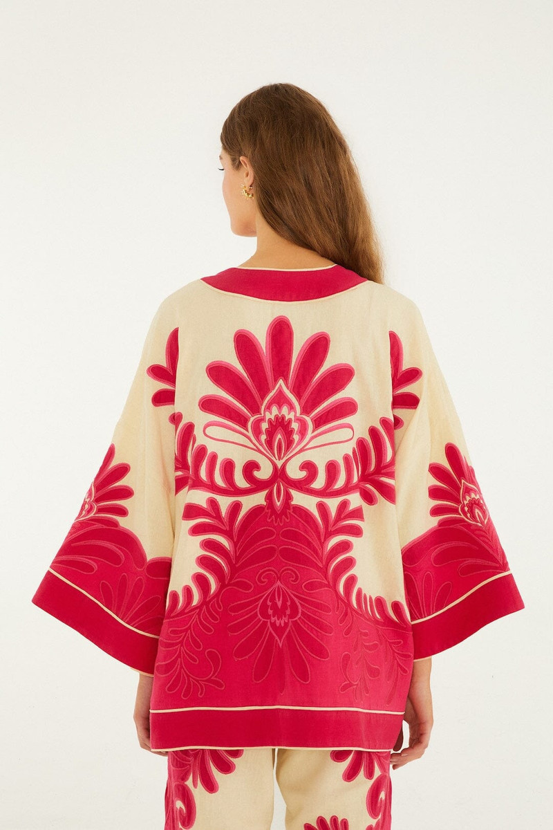 Pink Spring Arabesc Cutwork Lenzing Ecovero Euroflax Kimono 3