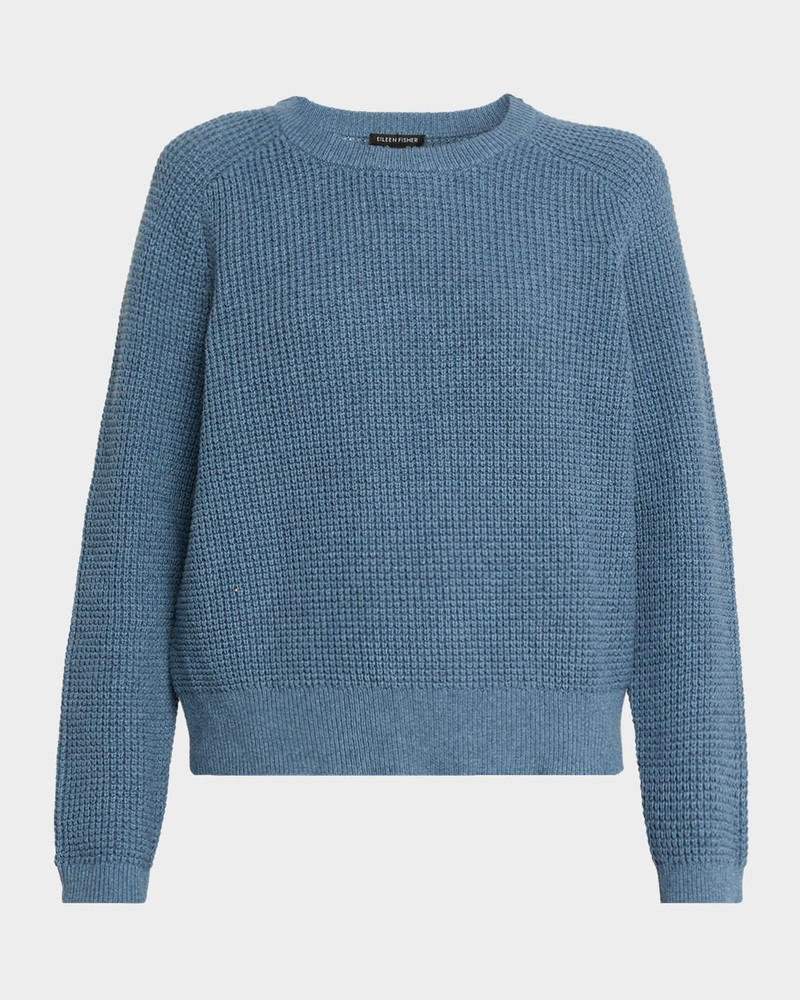 Crewneck Cotton-Cashmere Thermal Knit Top 1