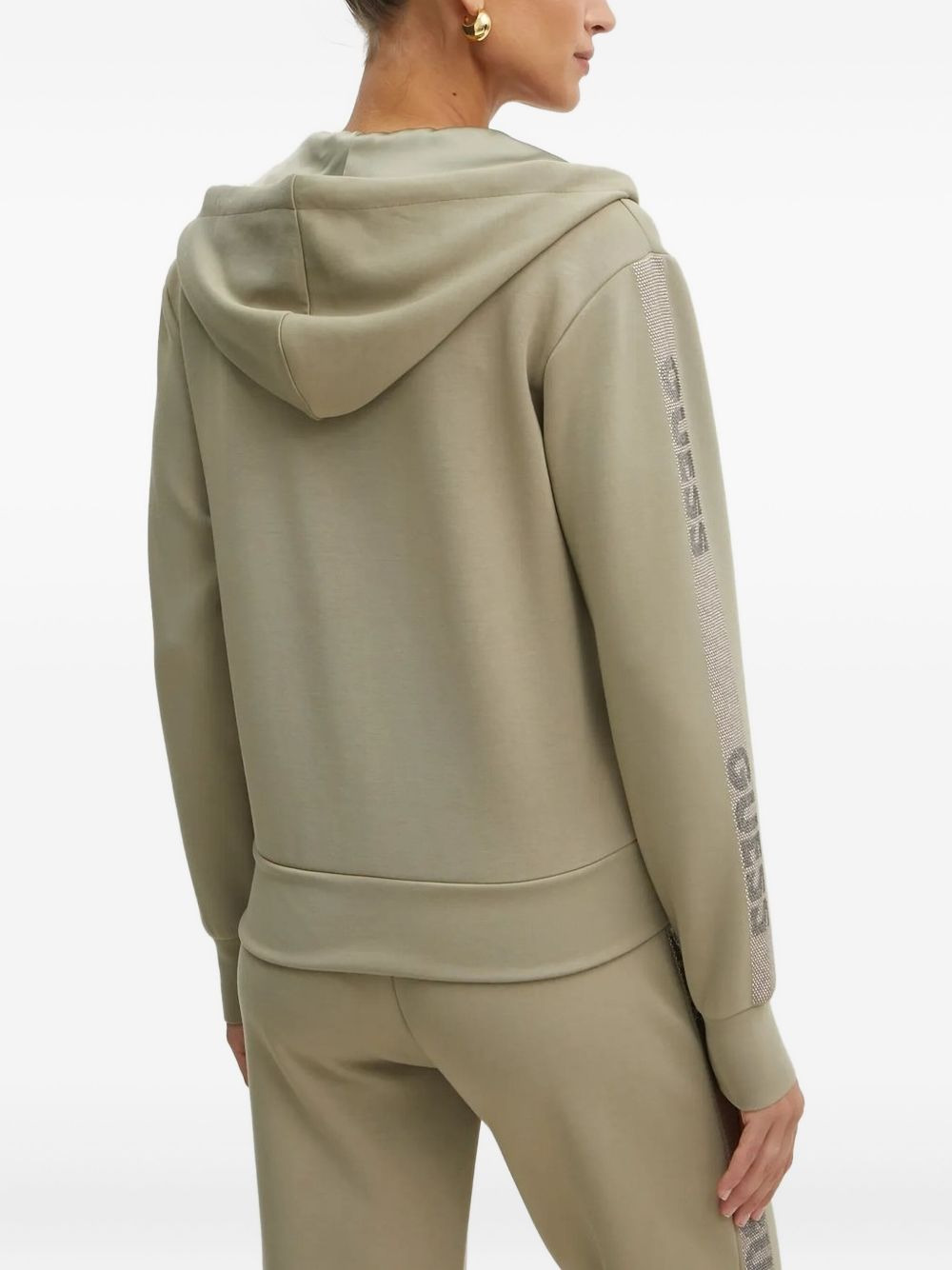 rhinestone-embellished zip-up hoodie - 2