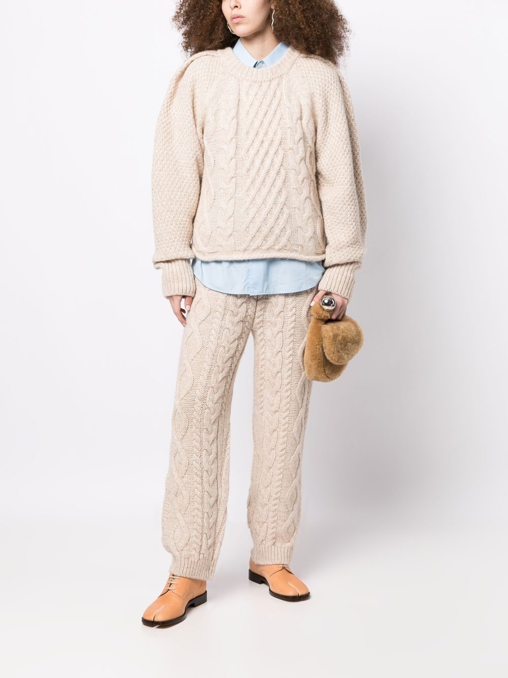 cable-knit straight trousers - 2
