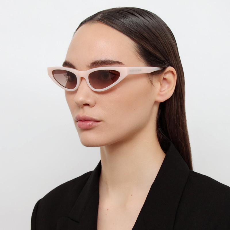 LINDA FARROW Slim Cat Eye Sunglasses in Peach outlook