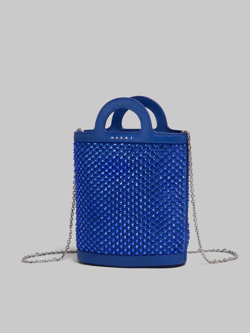 BLUE RHINESTONE TROPICALIA NANO BUCKET BAG - 4