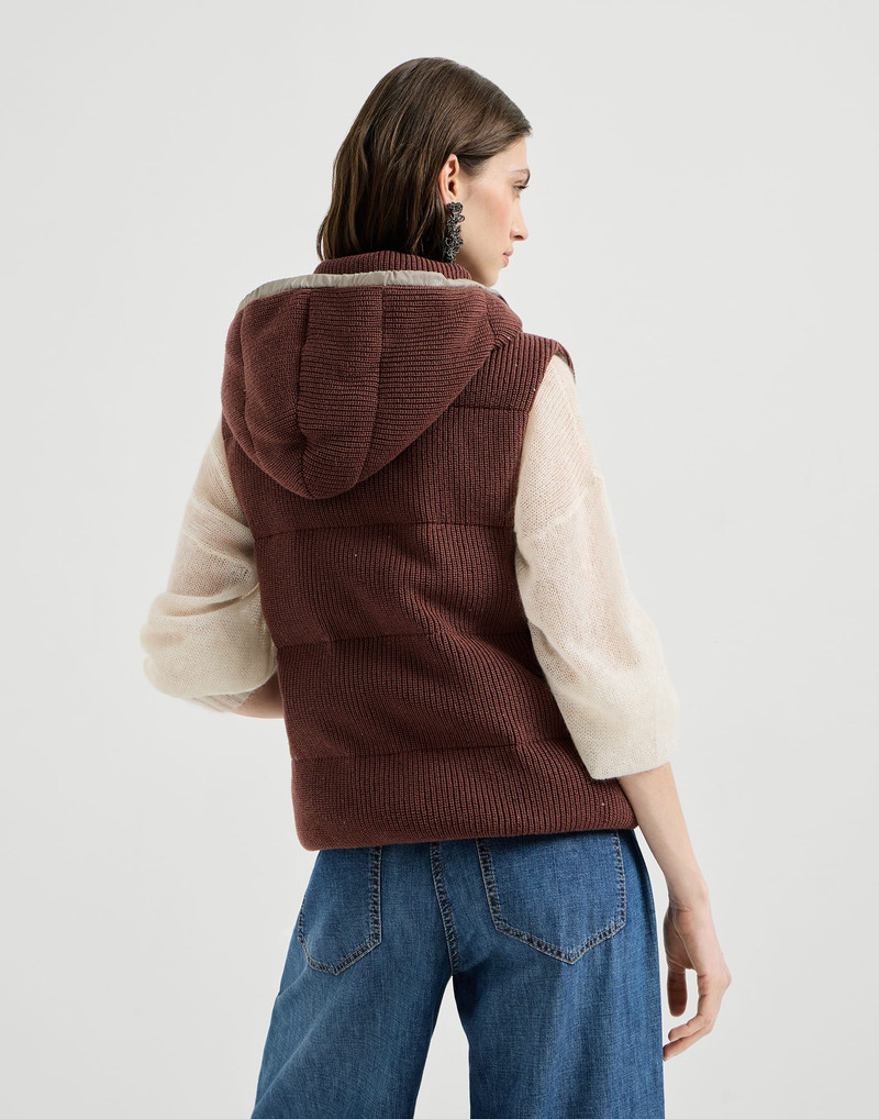 Brunello Cucinelli Dazzling cotton English rib knit down vest outlook