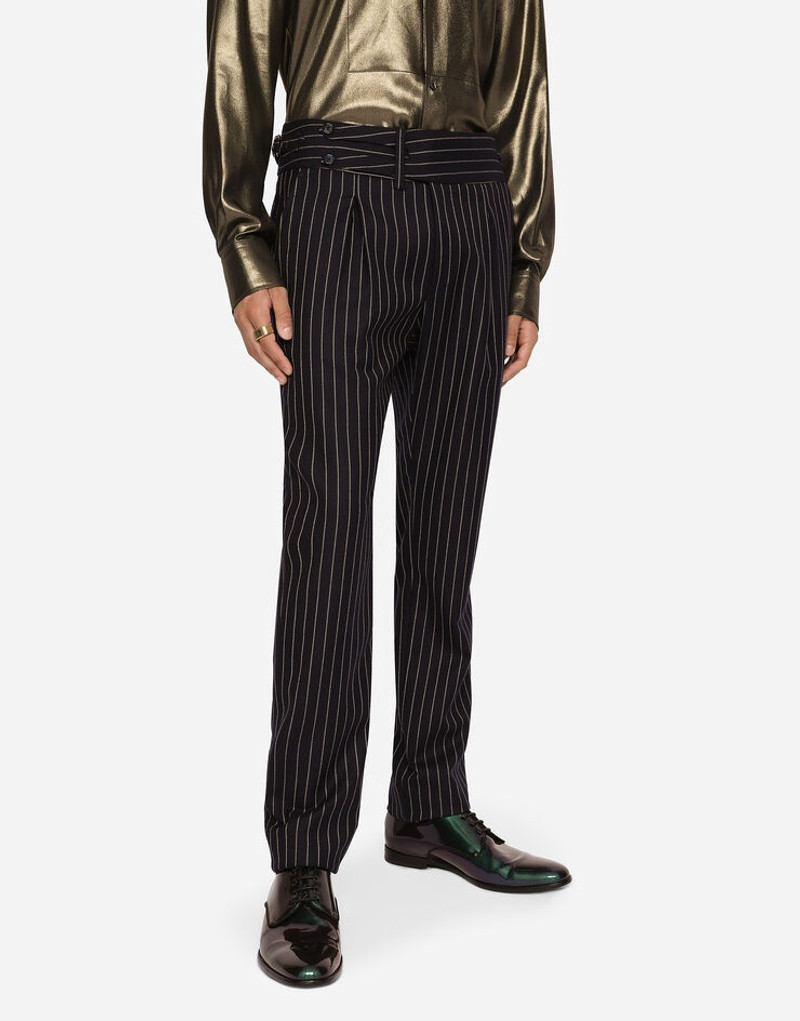 Pinstripe 모직 바지 4
