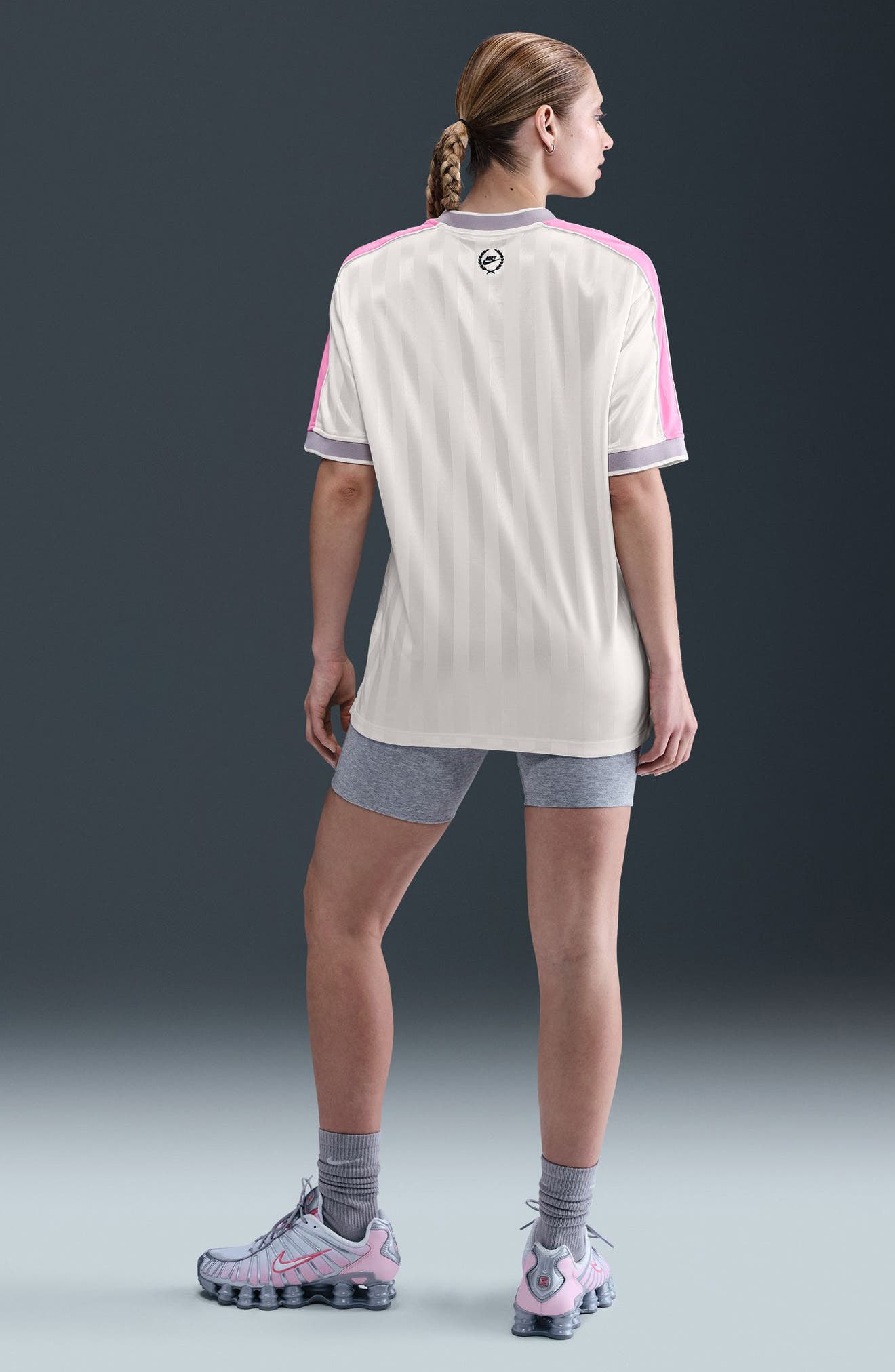 Nike Sportswear V-Neck Graphic Jersey in Sail/Pink/Grey/Black at Nordstrom - 6