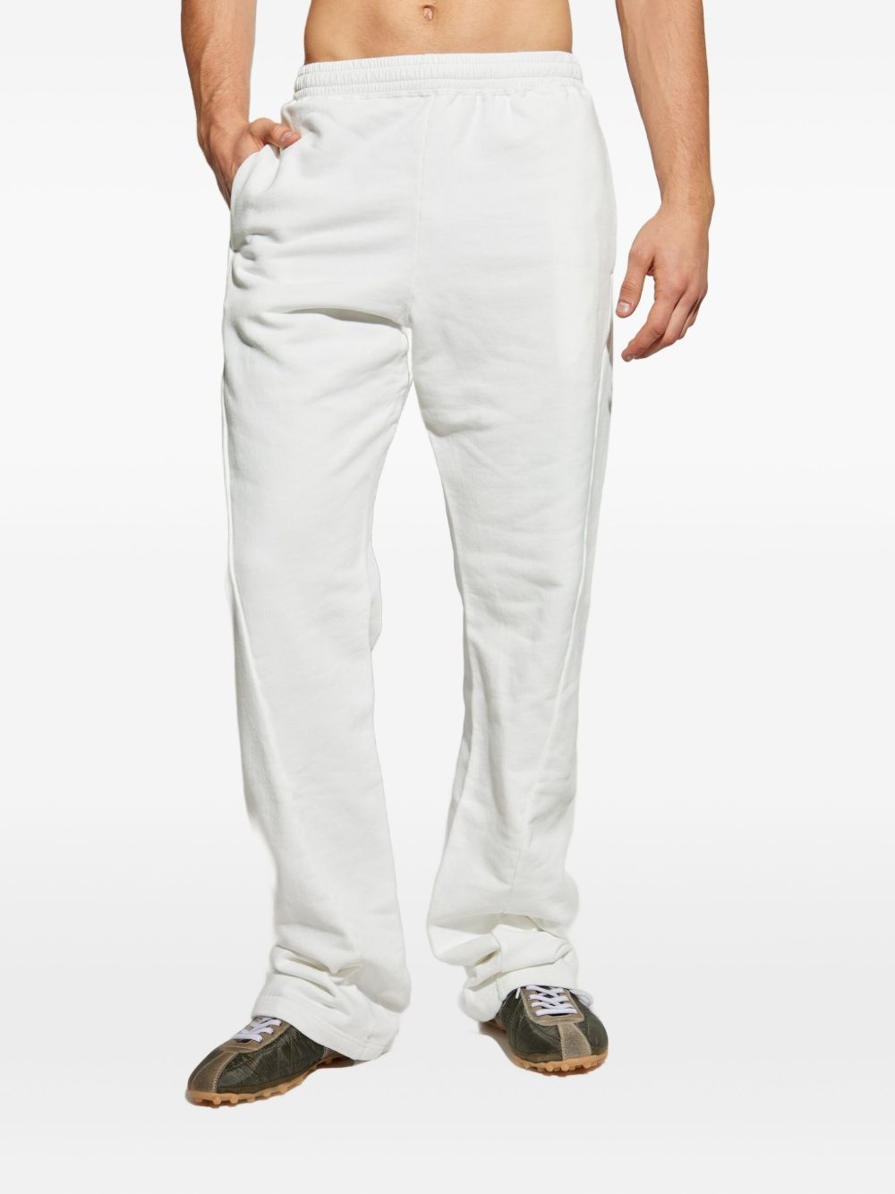 elasticated-waistband cotton track pants - 3