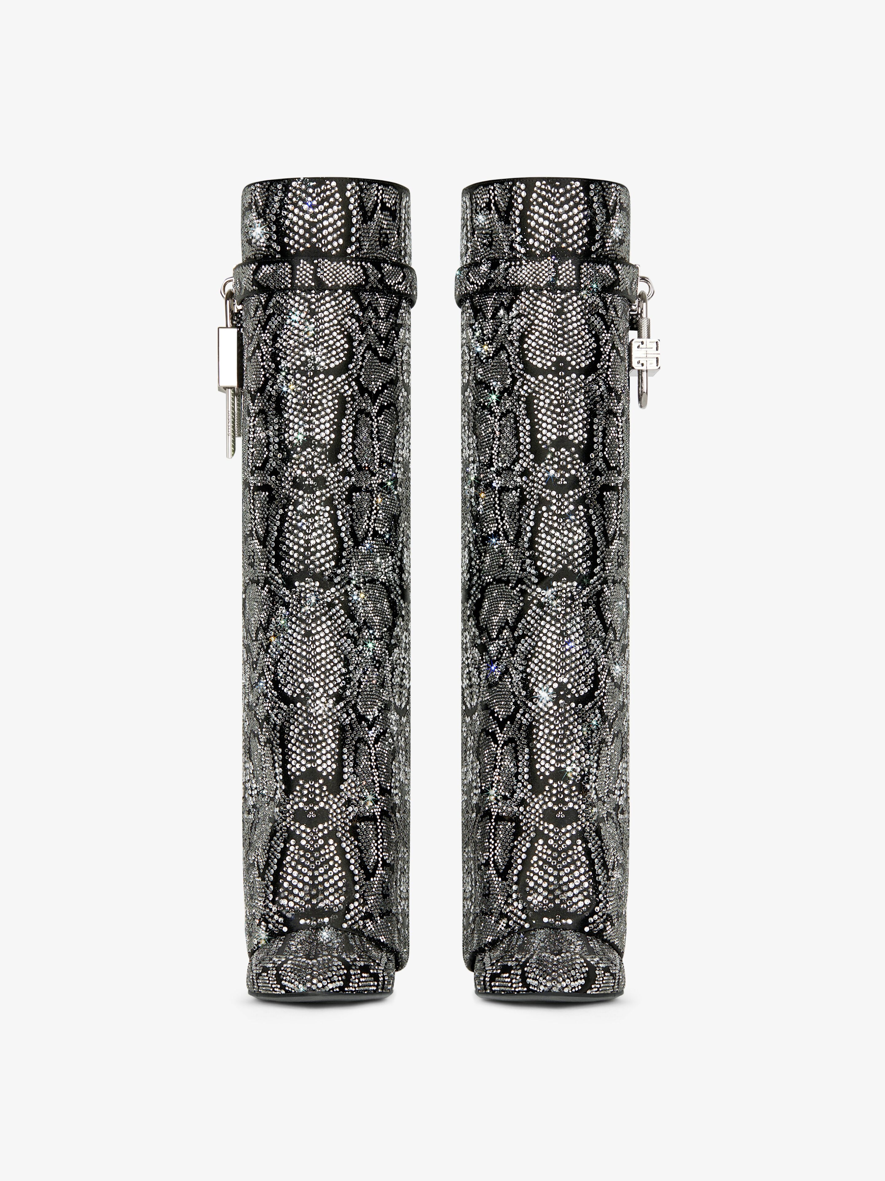 SHARK LOCK BOOTS IN SATIN WITH PYTHON EFFECT STRASS - 3