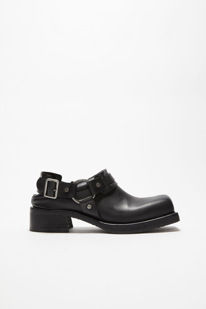 Leather buckle mule - Black 1