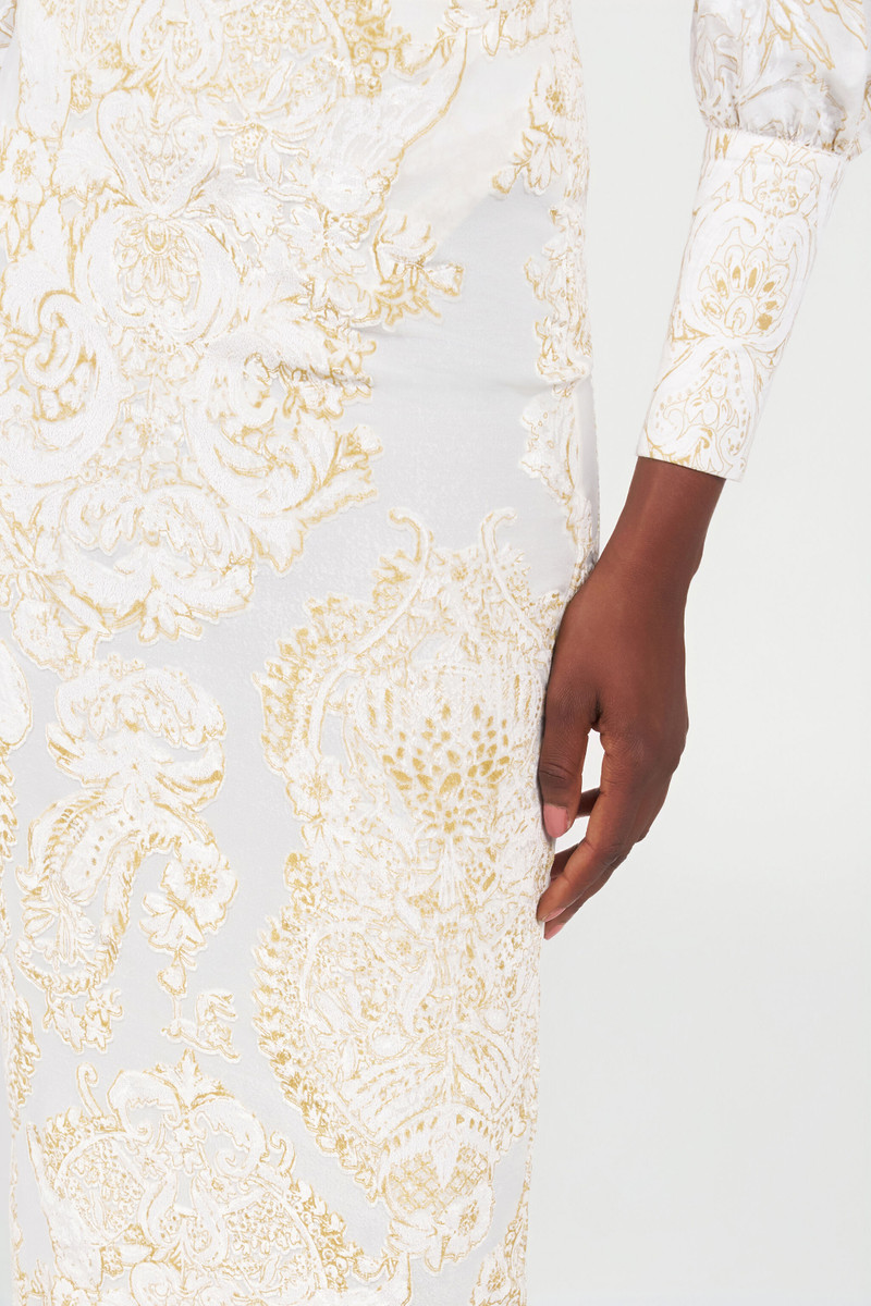 Ornamental White Print Skirt 6
