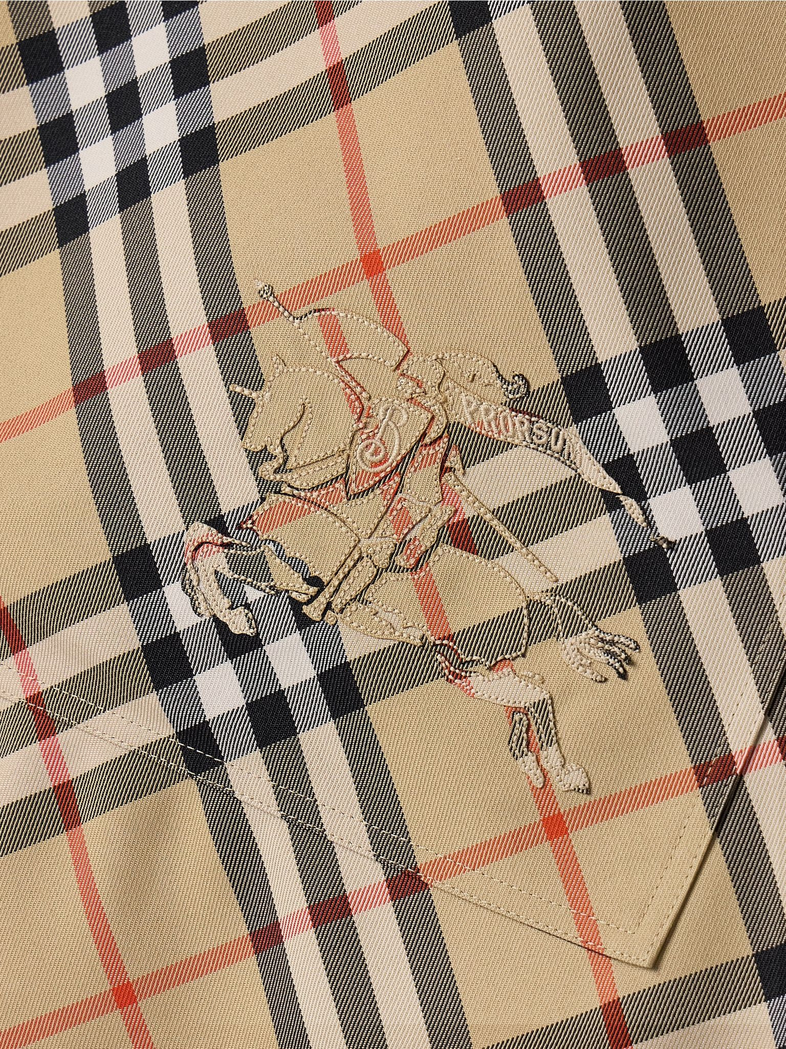 Hooded appliquéd checked twill cape Brown - 4