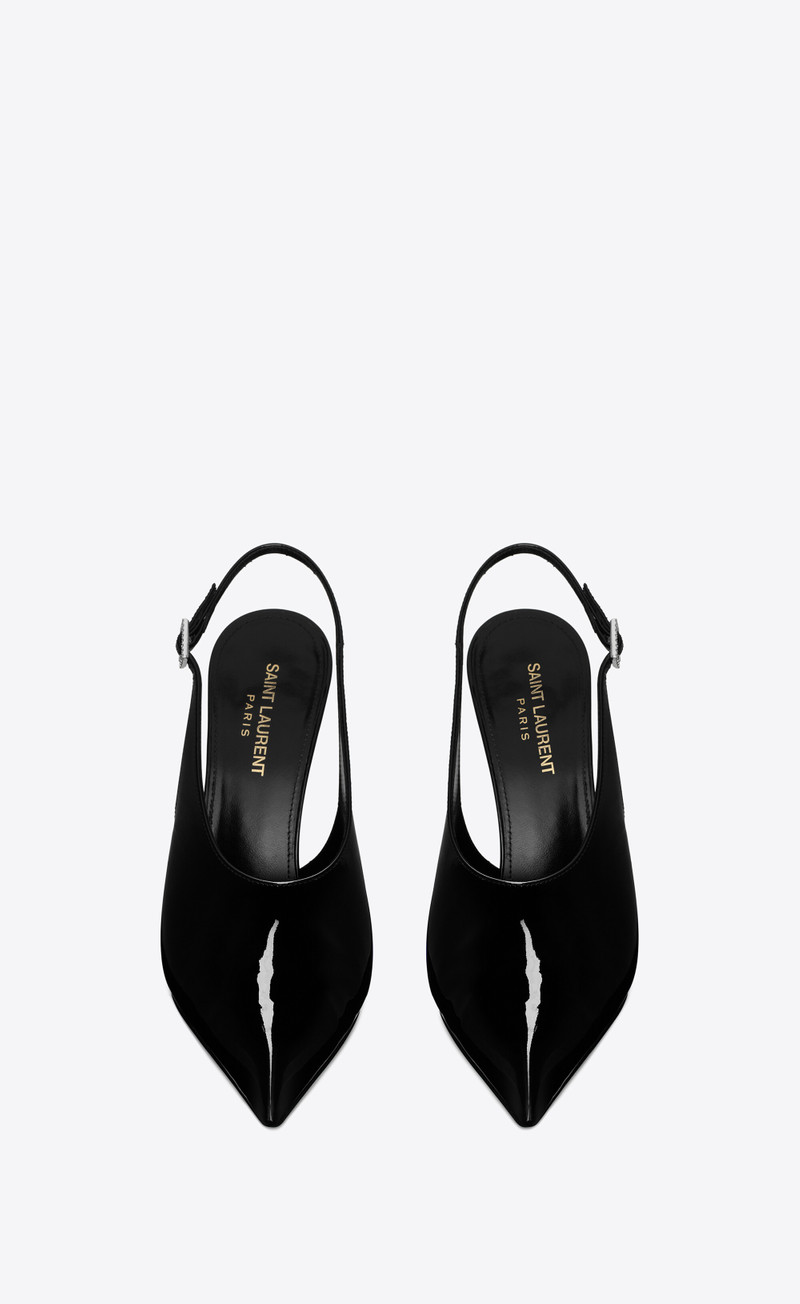 SAINT LAURENT nico slingback pumps in patent leather outlook
