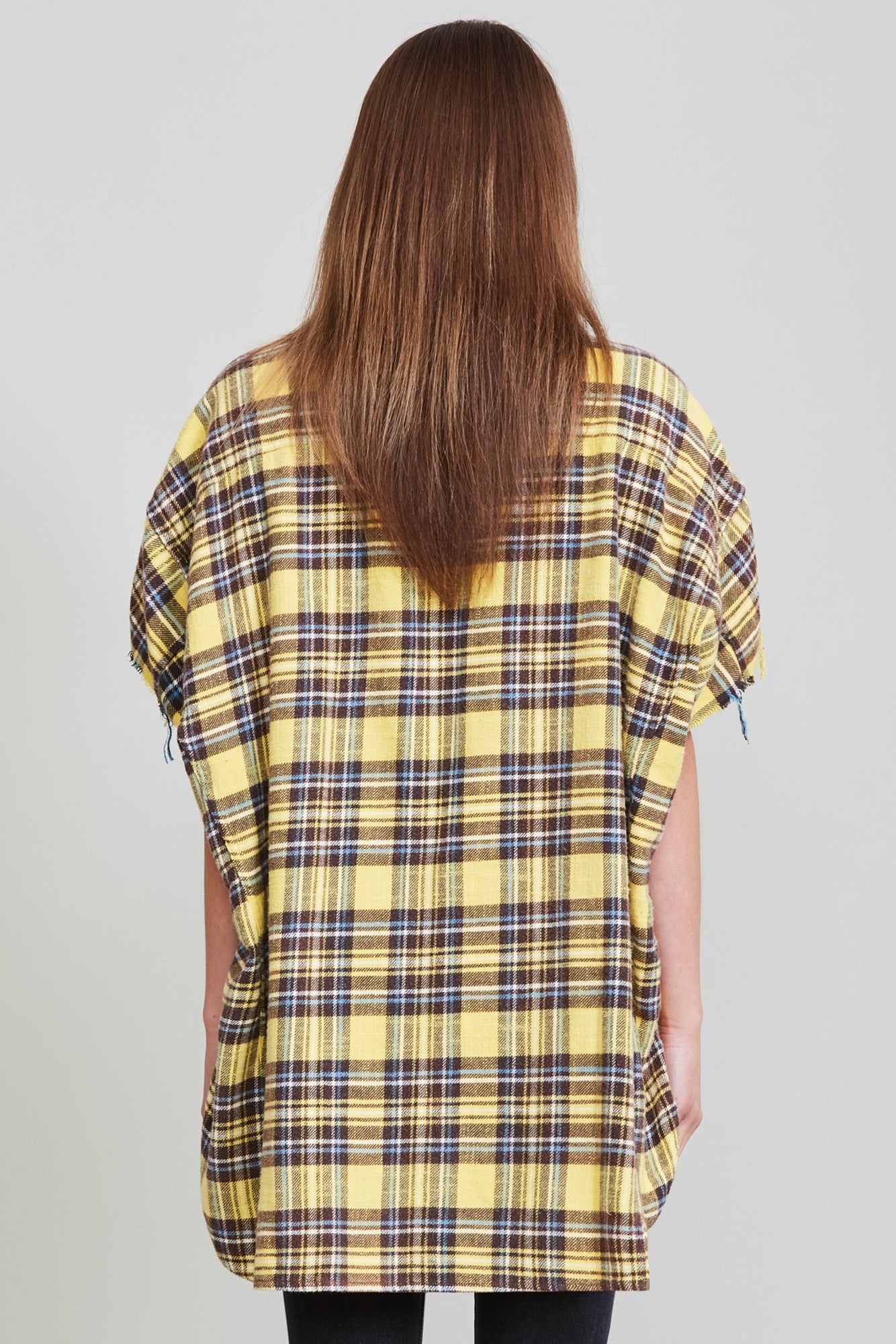 Oversized Cut-Off Shirt - Yellow Plaid | R13 Denim Official Site - 3