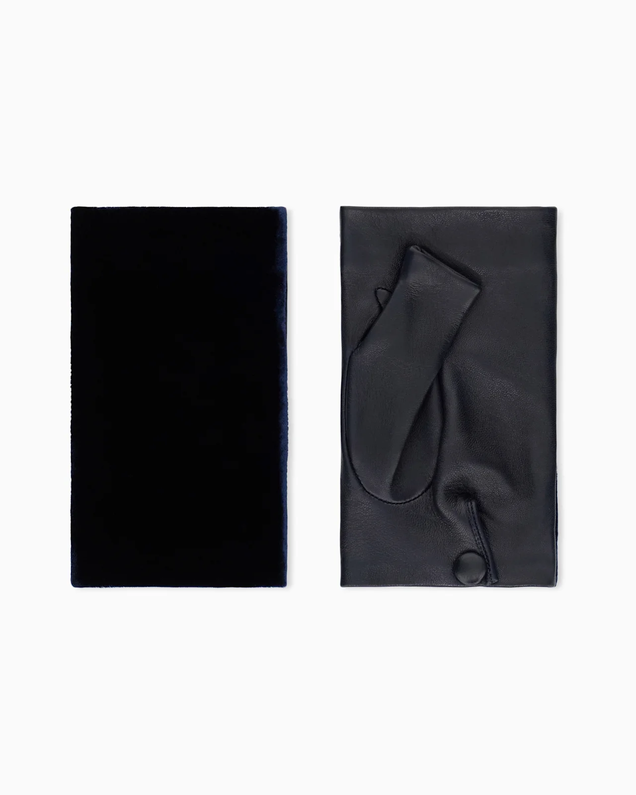 VELVET AND LEATHER MUFF WITH SILK LINING - 1