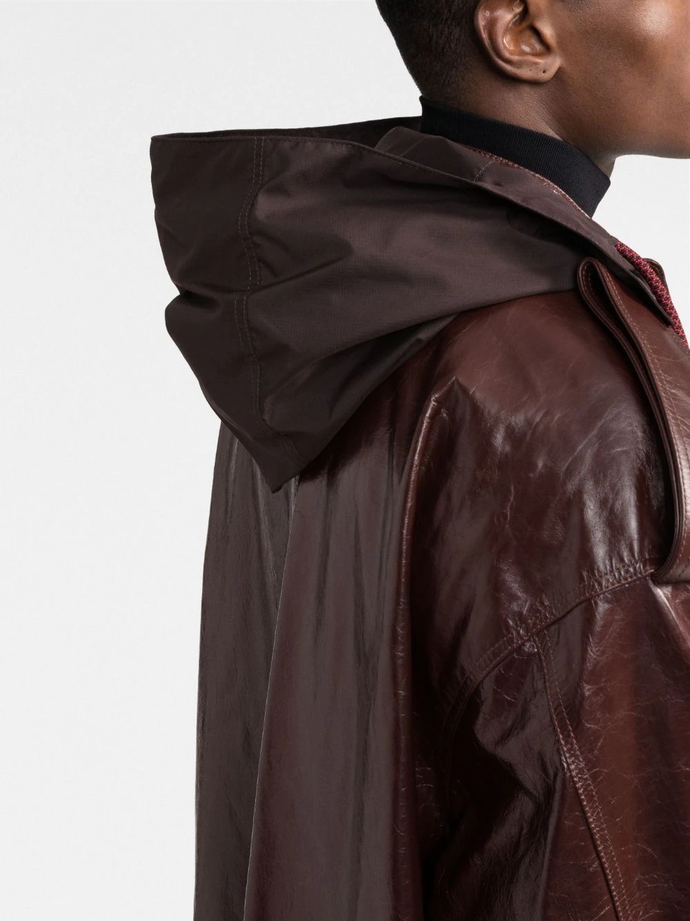 zipped-up leather coat - 5