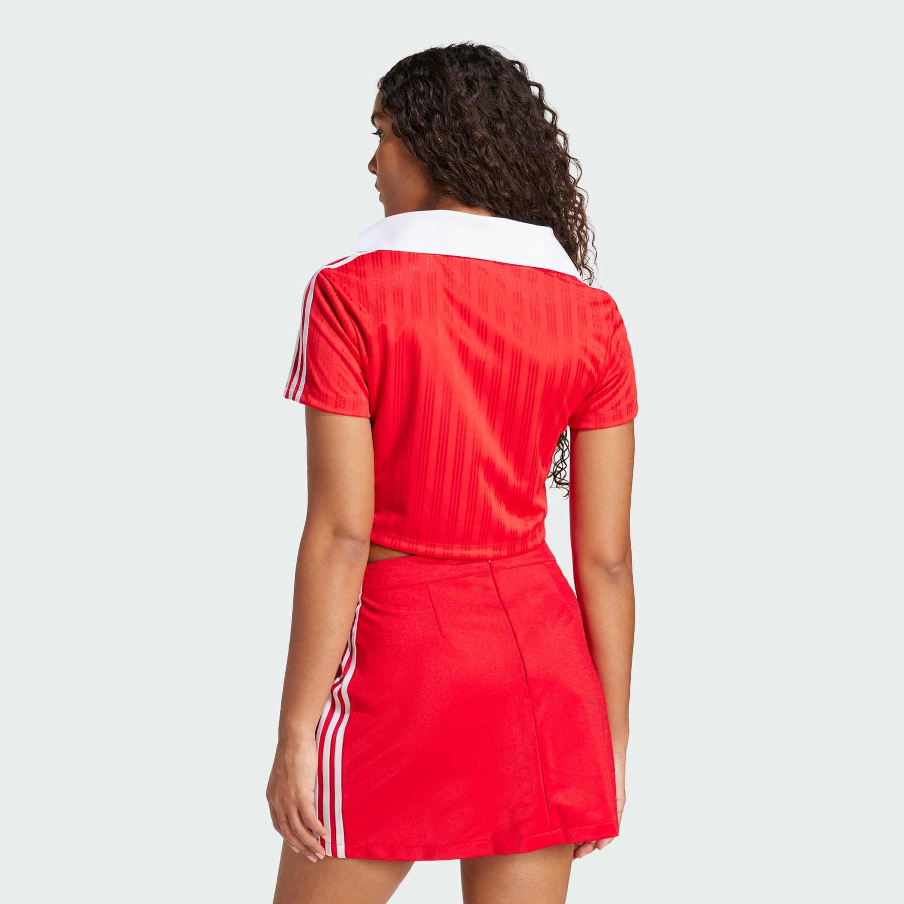 adidas Adicolor Football Jacquard V-Neck Crop Polo Shirt