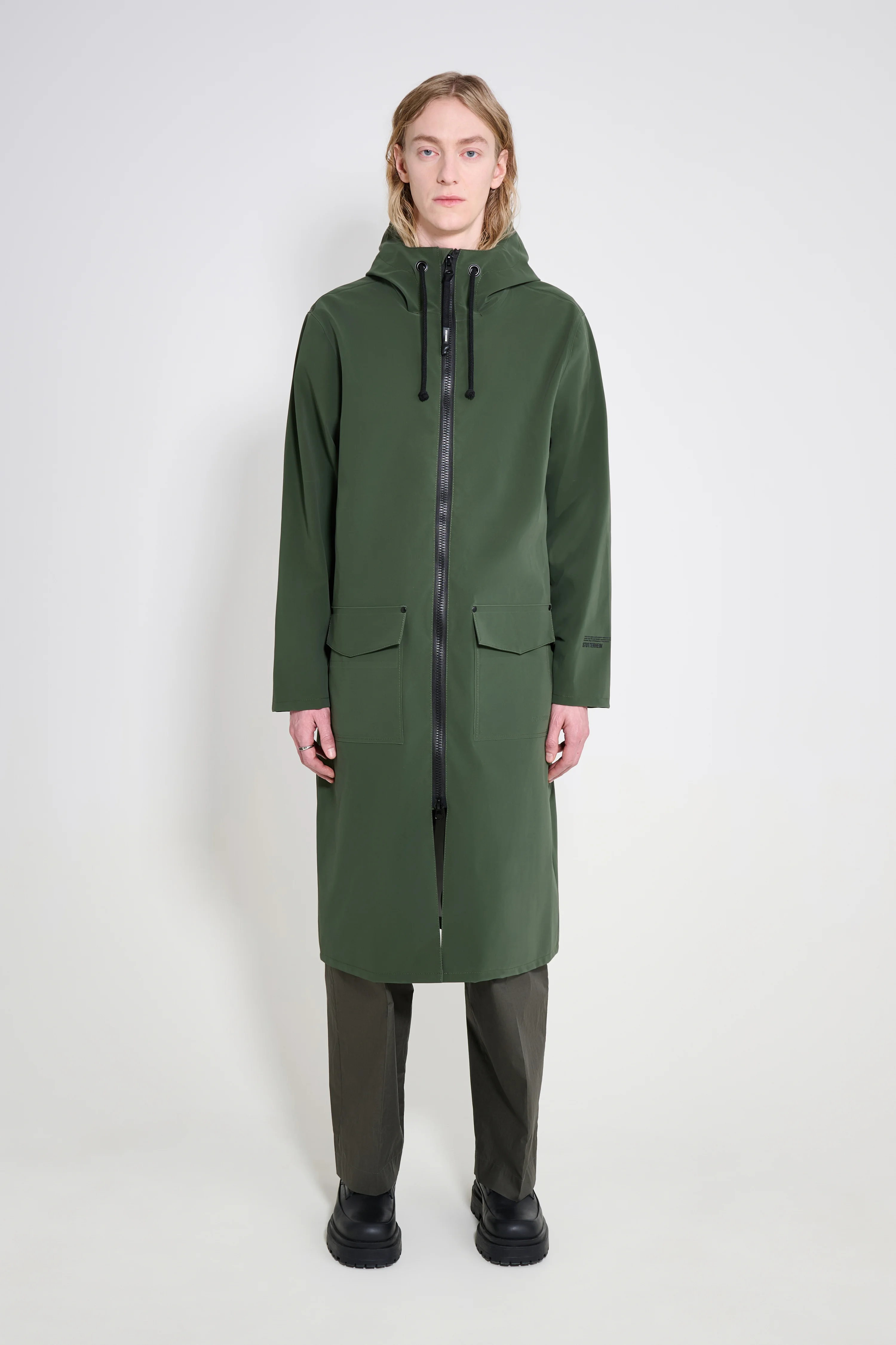 Stockholm Long Patch Raincoat Green - 1