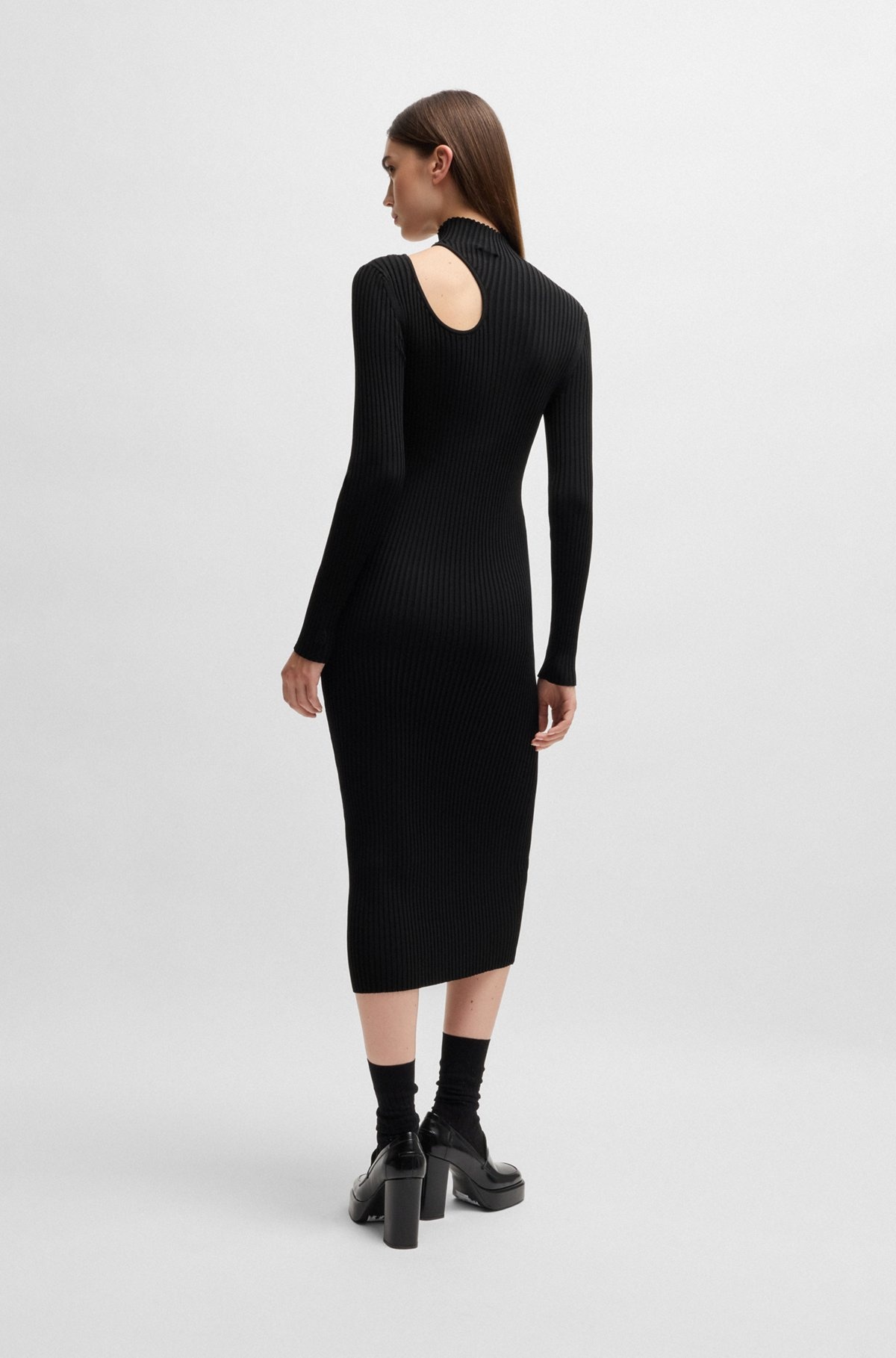 MOCK-NECK TUBE DRESS WITH CUT-OUT DETAIL - 5