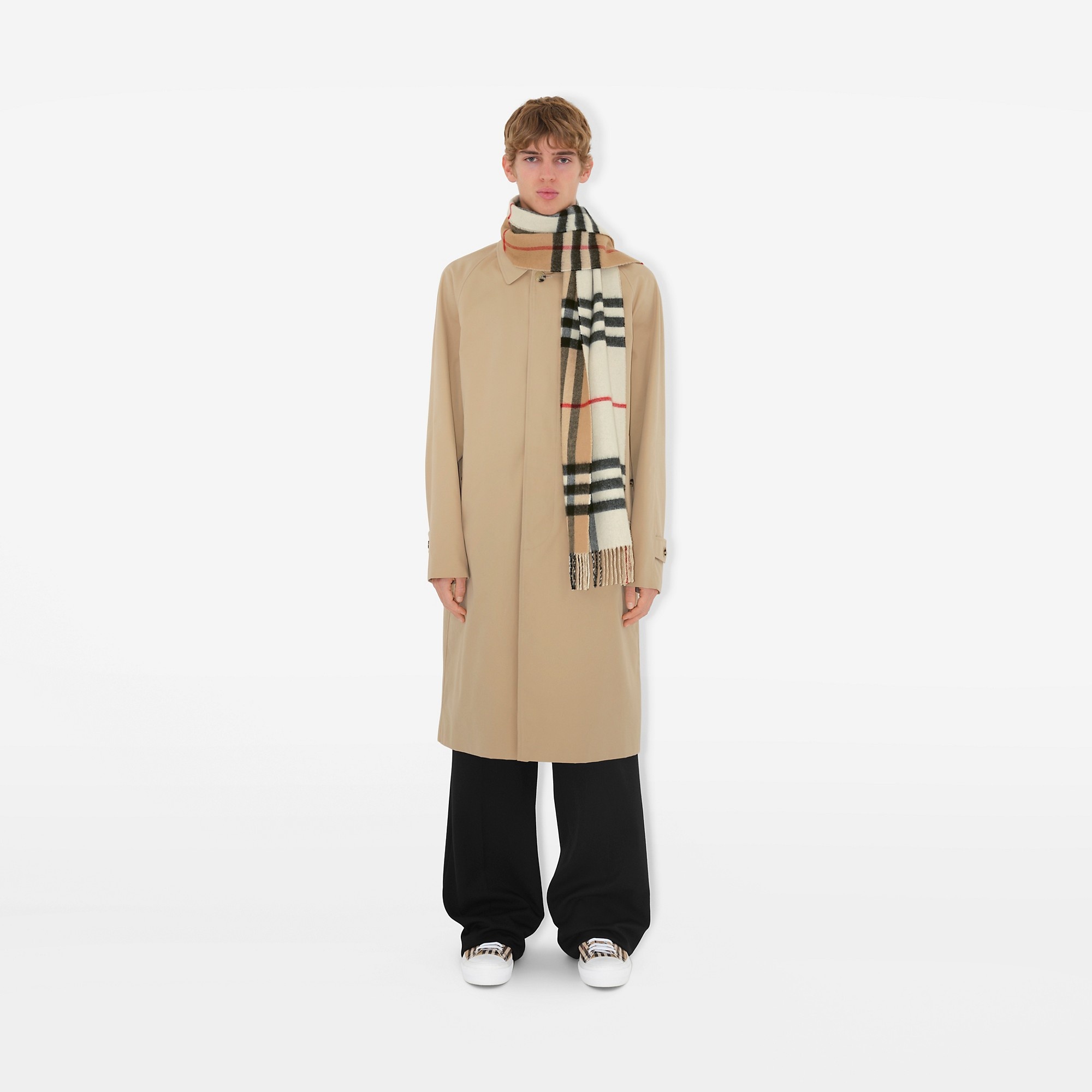 Contrast Check Cashmere Scarf - 4