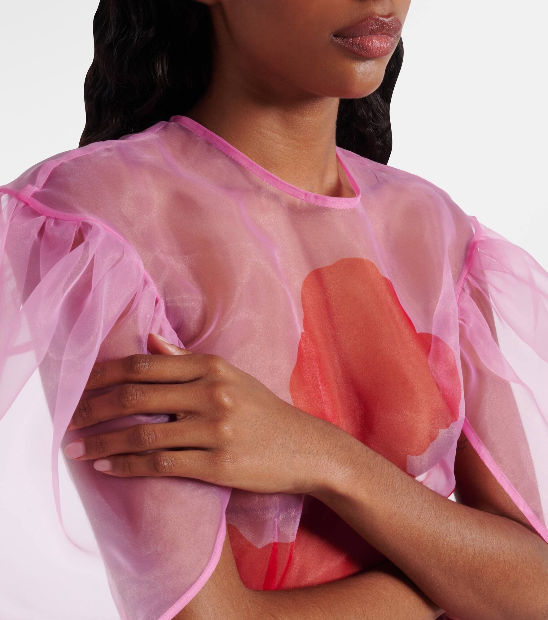 Printed organza midi dress - 4