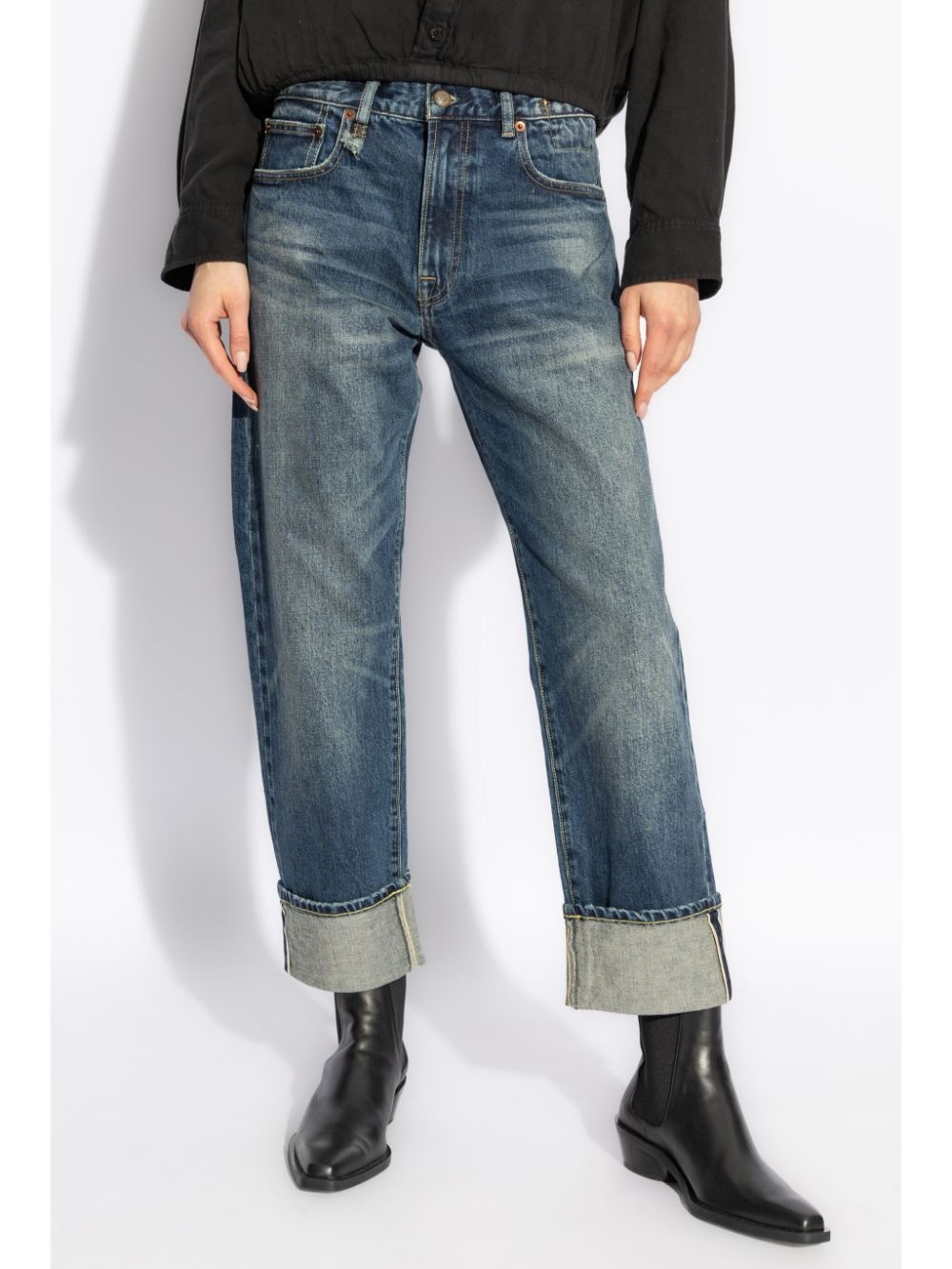 rolled cuffs straight-leg jeans - 3