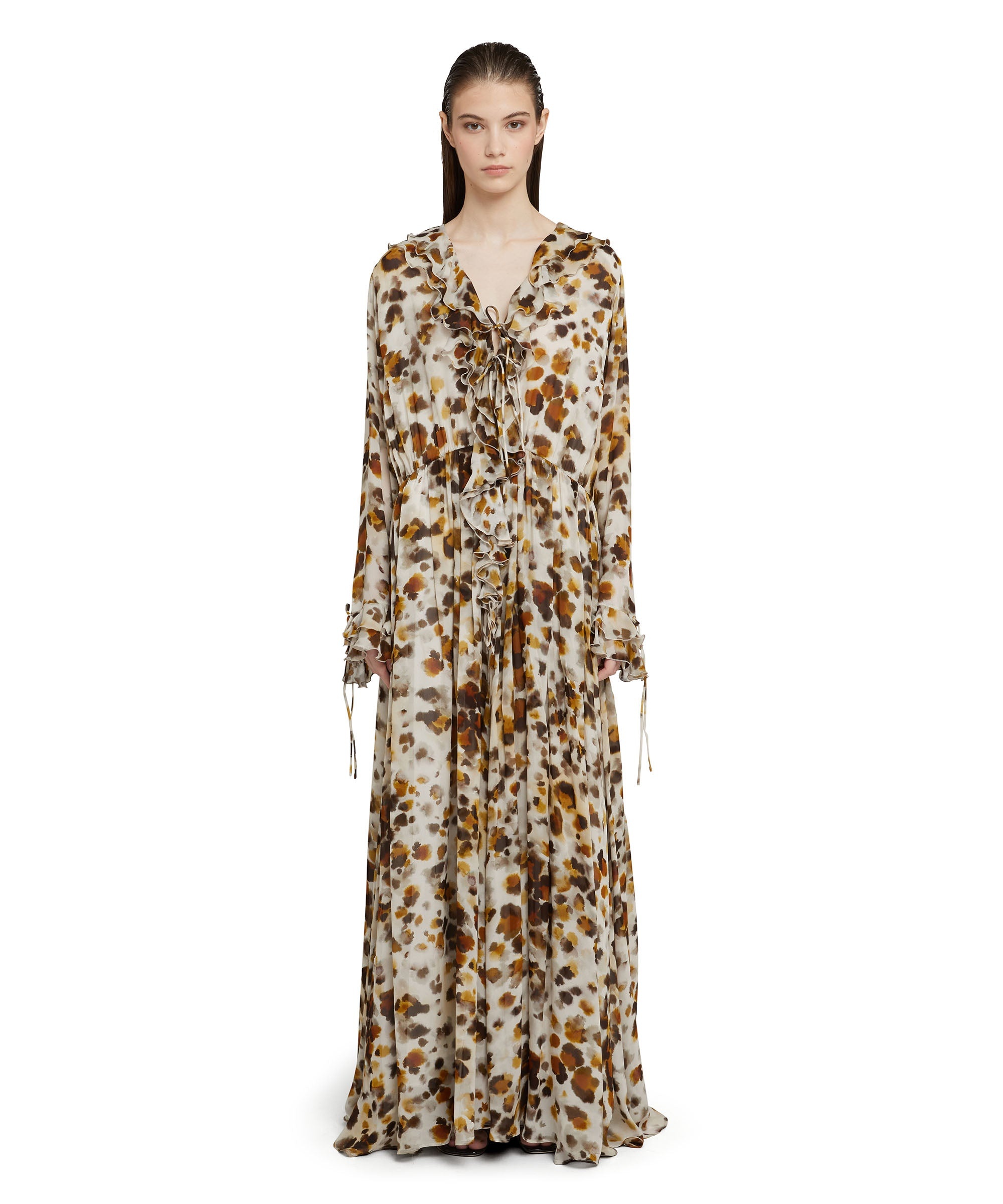 Long ruffled dress with georgette print - 2