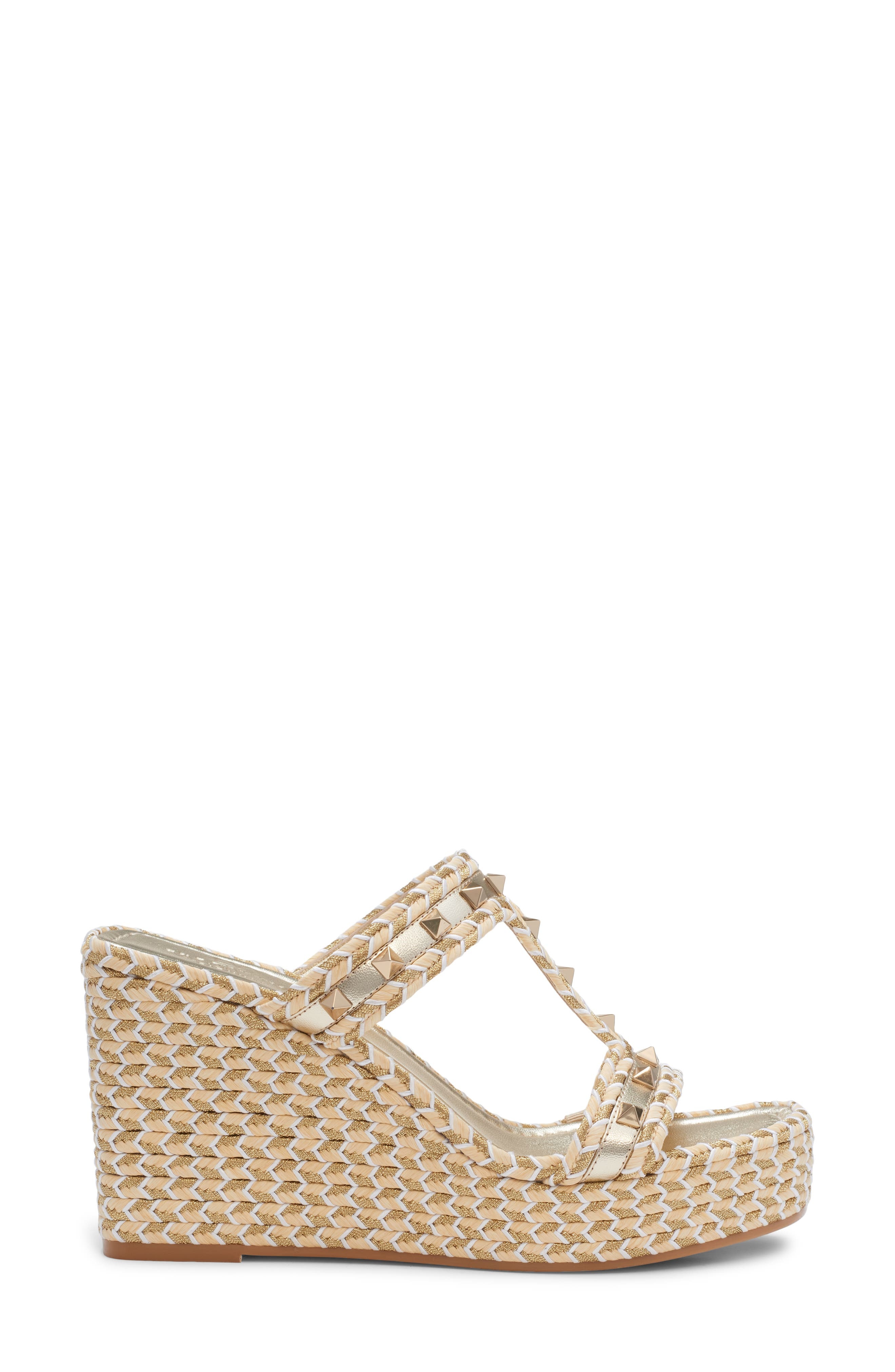 Valentino Garavani Rockstud Torchon Wedge Slide Sandal in Platinum/Multicolor at Nordstrom - 3